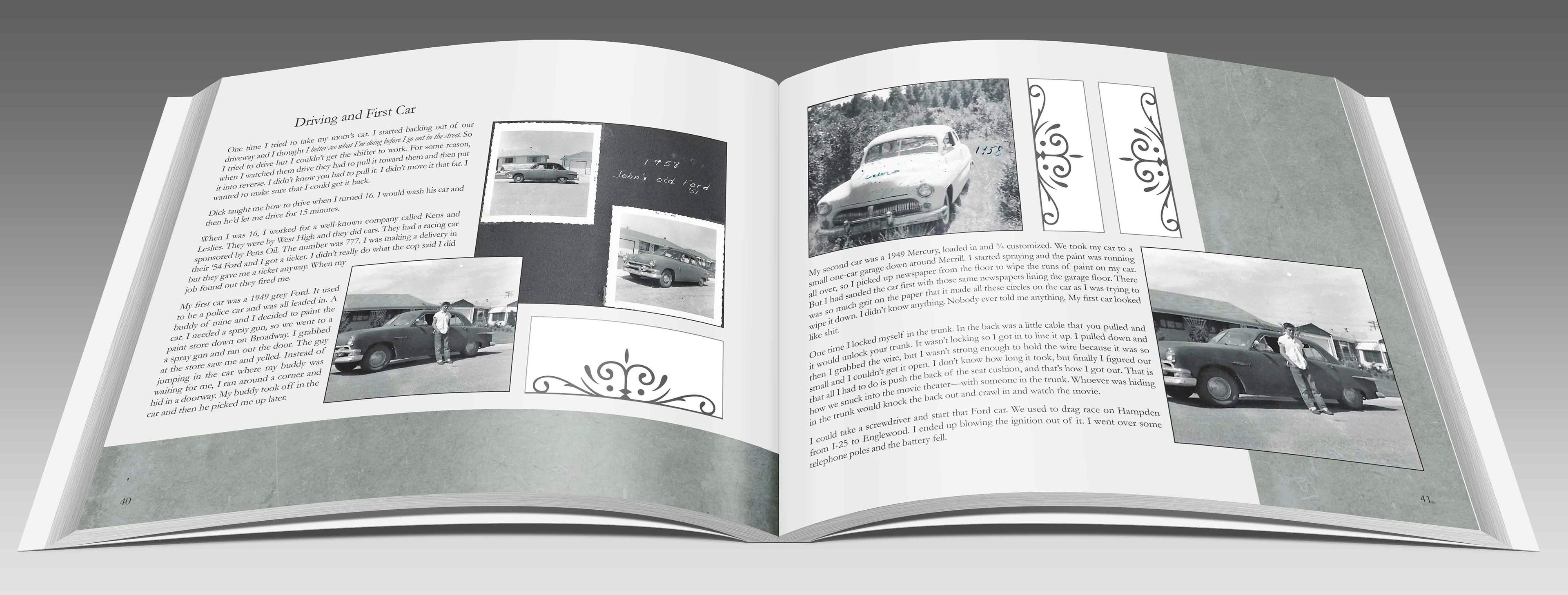 Custom memoir book interior formatting and photo editing for hardcover printing with Ingram Spark