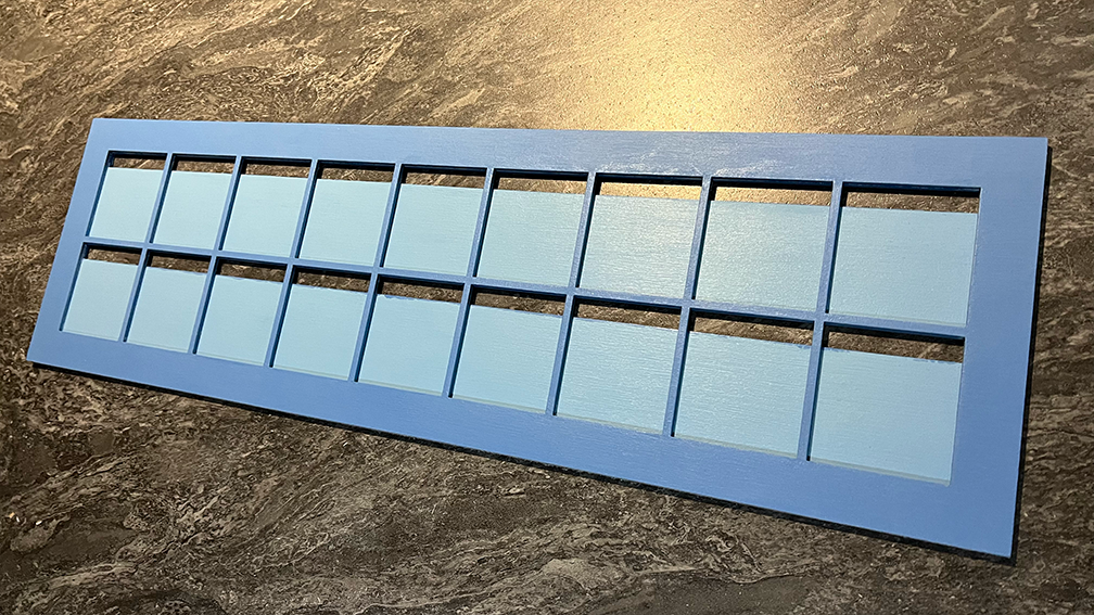 Painted layers of the letters face.