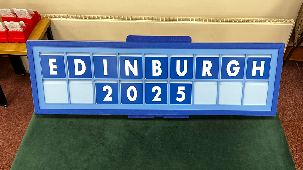 Board display for Edinburgh 2025 (18/10/2025).