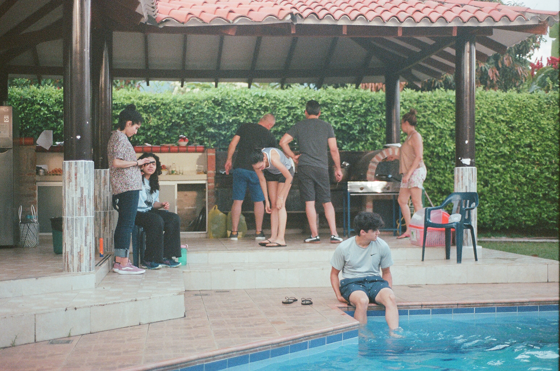 Preparing dinner, or as we called it "linner"