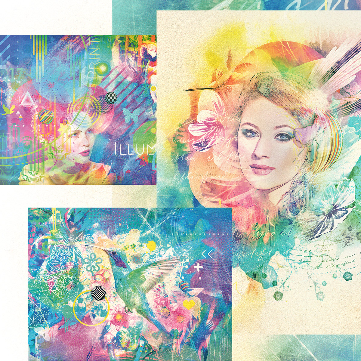 Colorful illustrations from Andre Villanueva, winner of GotPrint's IllumaPrint art contest.