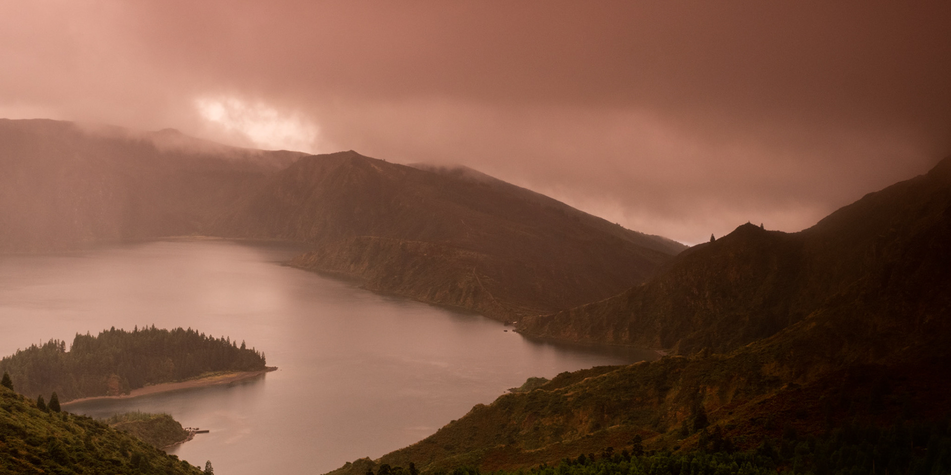 Colors are natural. It was sunrise and the sky went almost red, which was close to terrifying in a place where volcanos are everywhere...