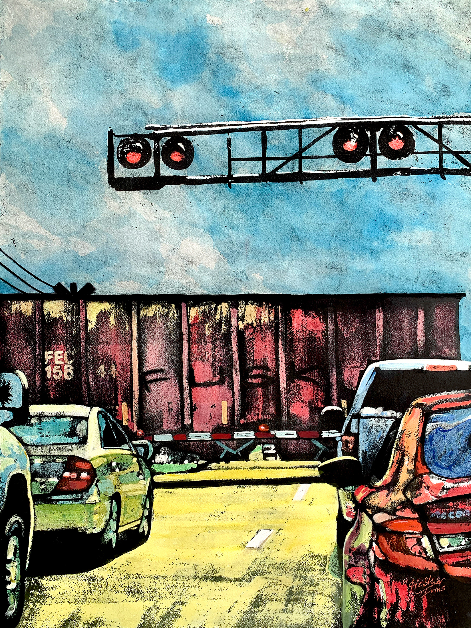 Sorry I'm Late, Gouache, Watercolor, & India Ink, 18"x24"