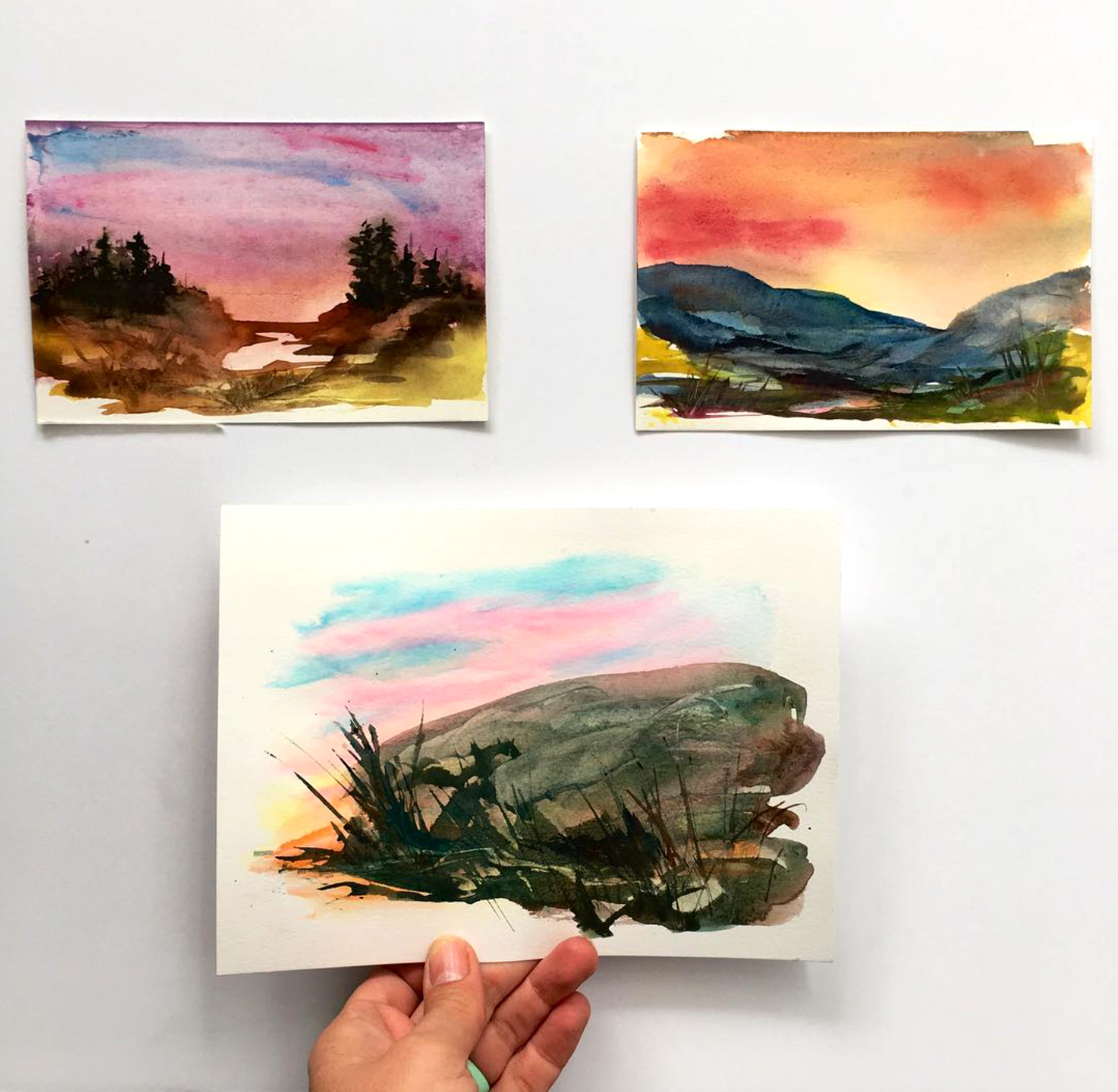 Imaginary Landscapes, Watercolor, 4"x6" SOLD