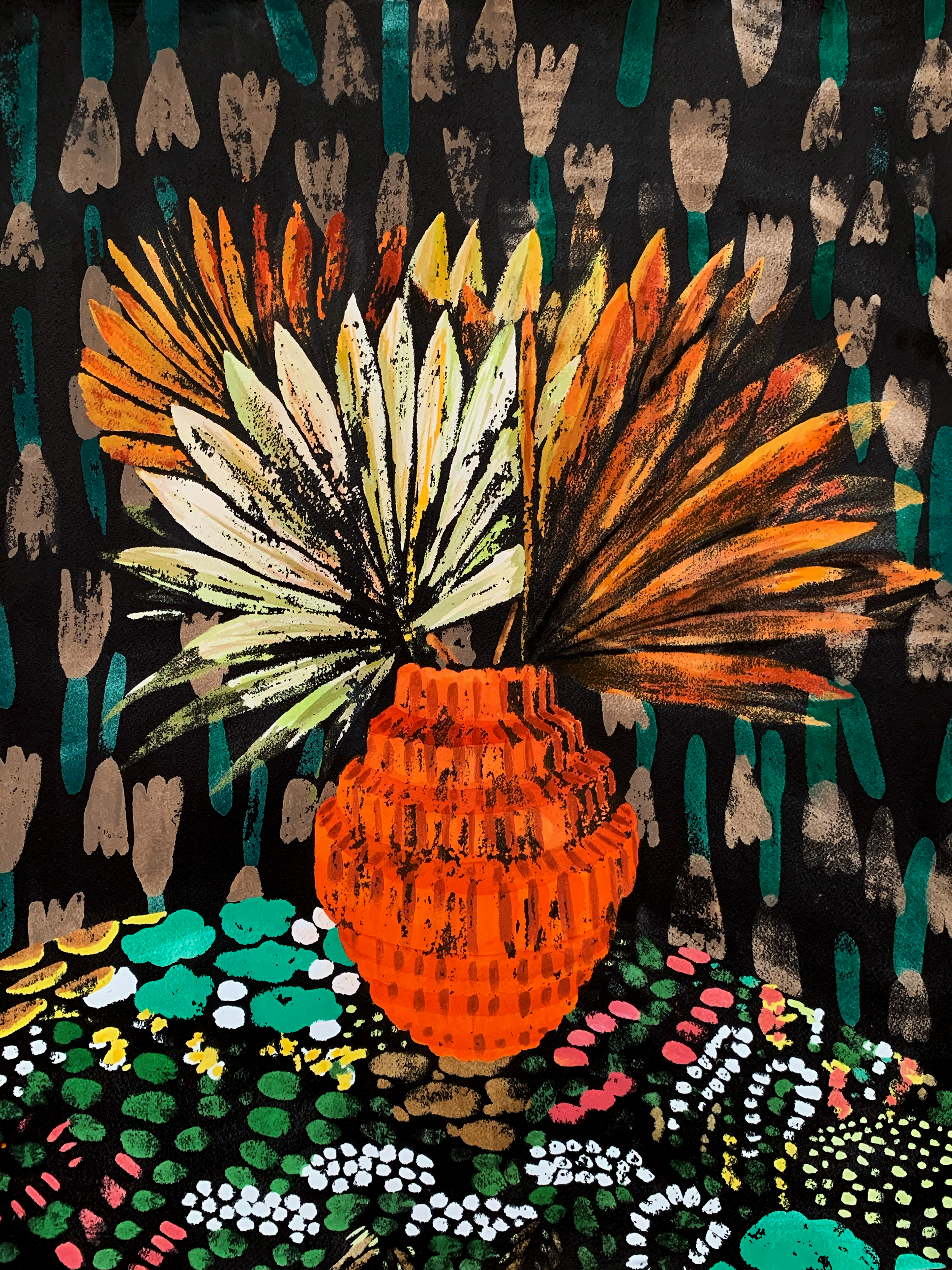 Palm Punch, Gouache, Watercolor, & India Ink, 18"x24"