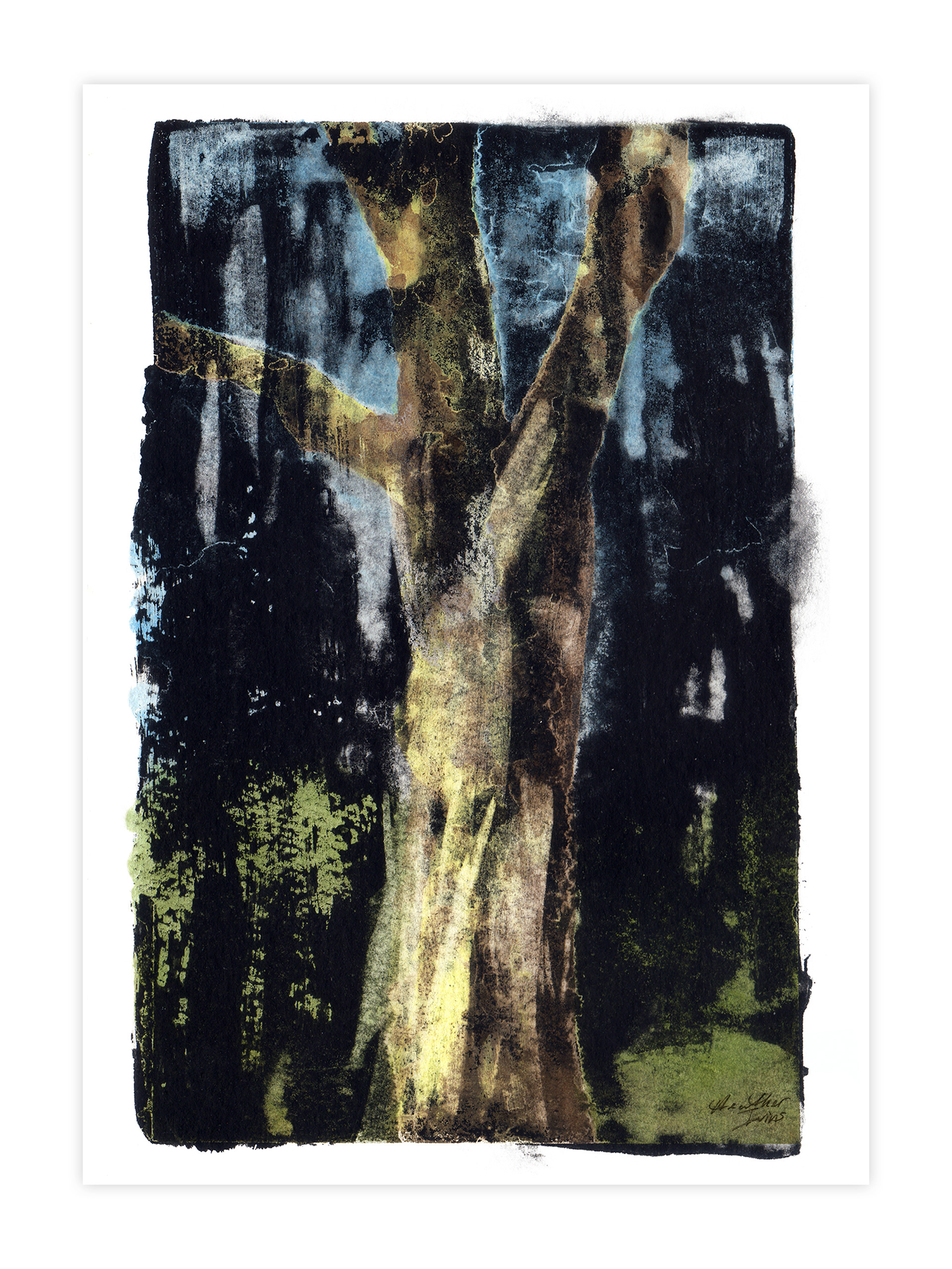 90th Street Tree, Gouache & India Ink, 4"x6", SOLD