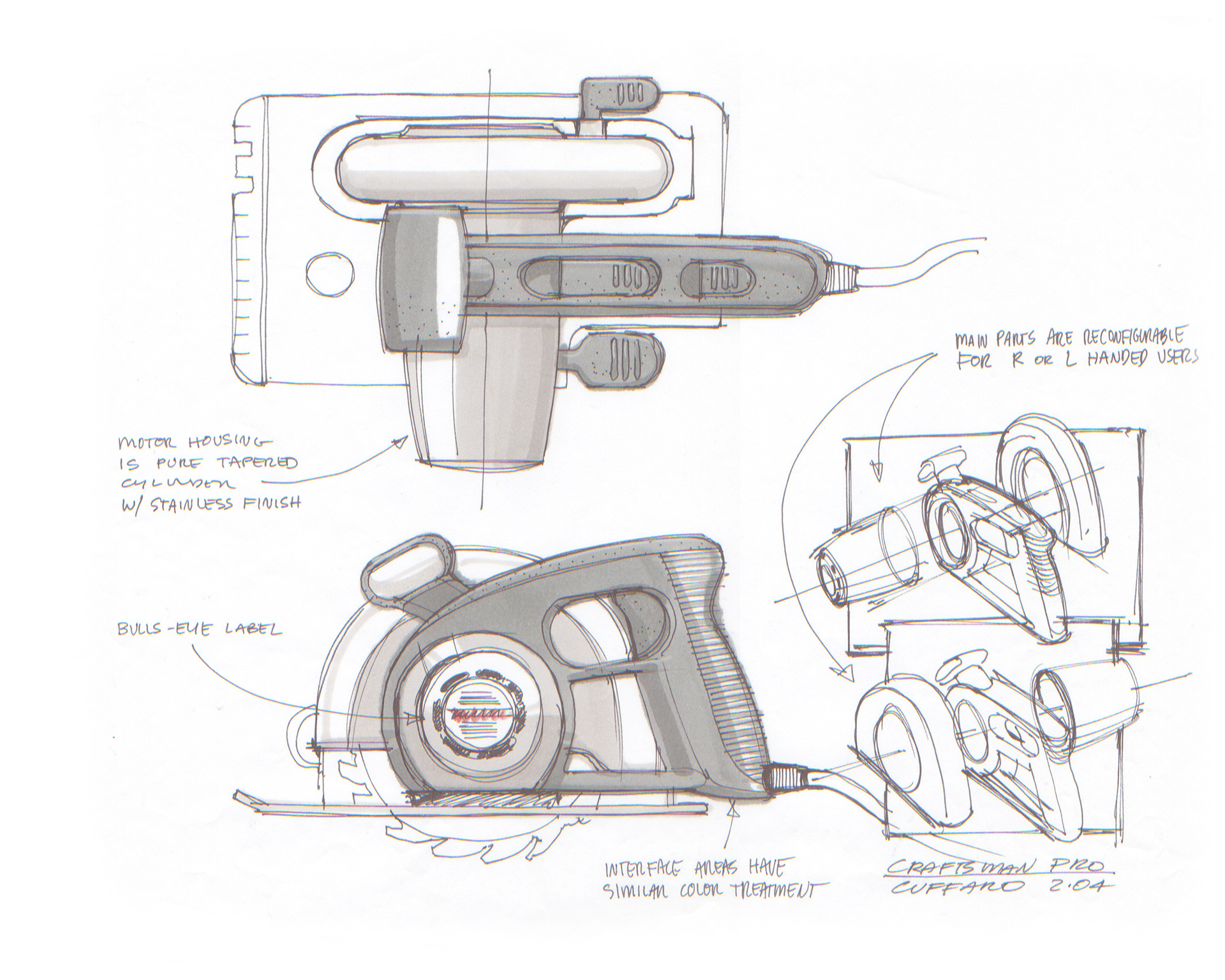 Pen, paper & marker sketch of a Craftsman concept.