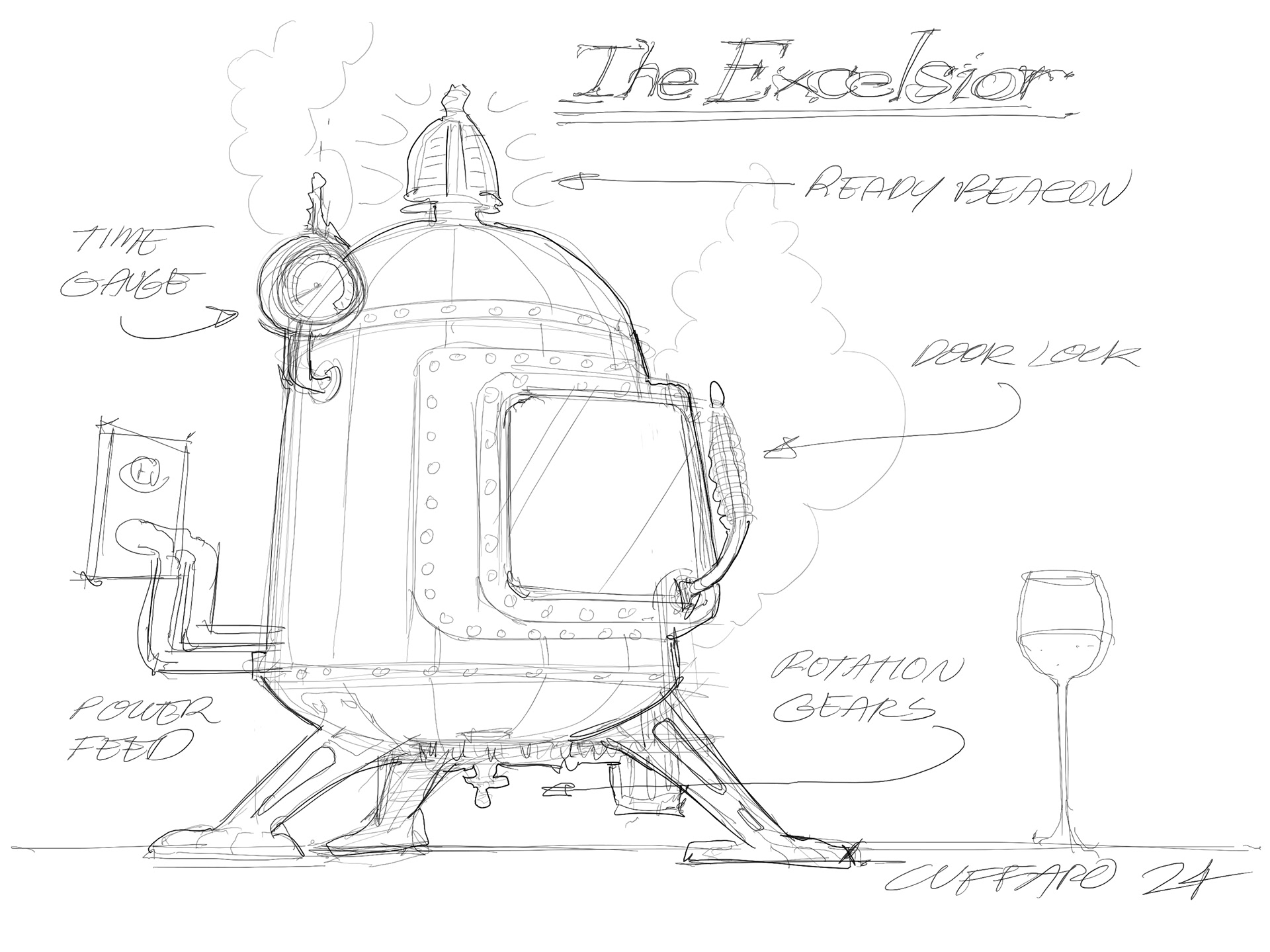 Students asked me to draw a steam punk microwave.