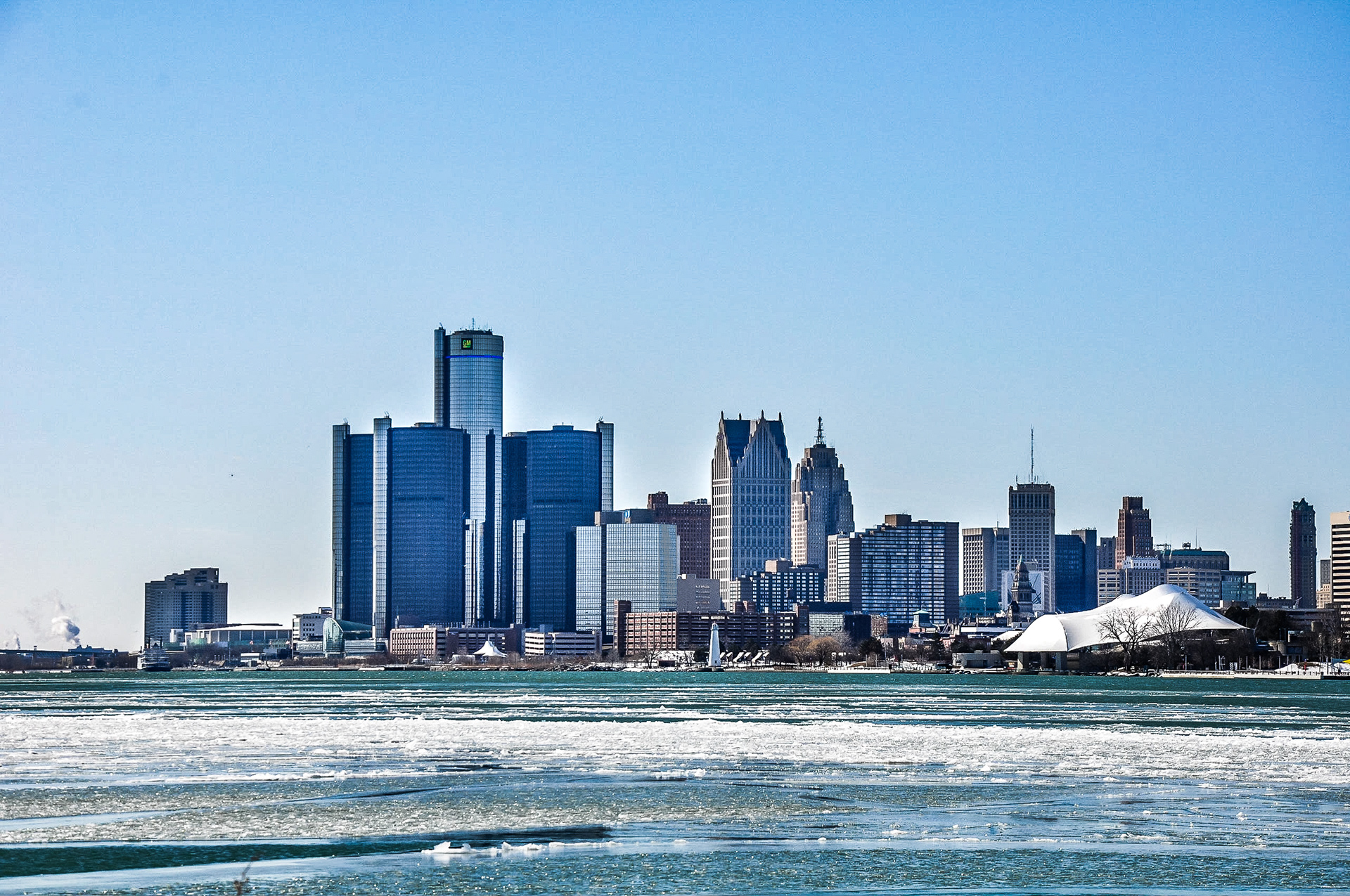 Detroit skyline; Detroit, MI. Februsry 2020