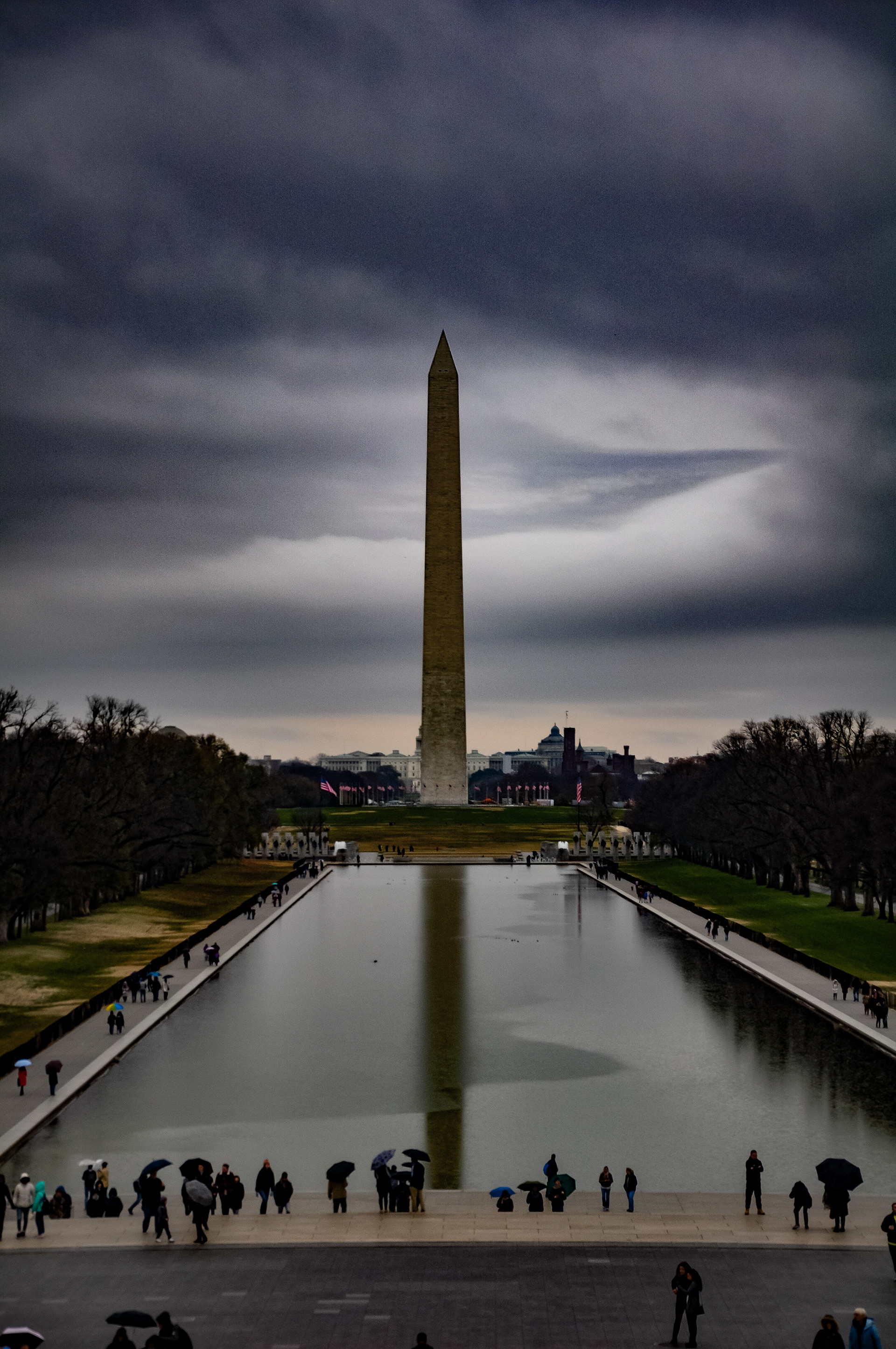 Washington Monument behind Reflecting Pool; Washington, D.C. November 2018