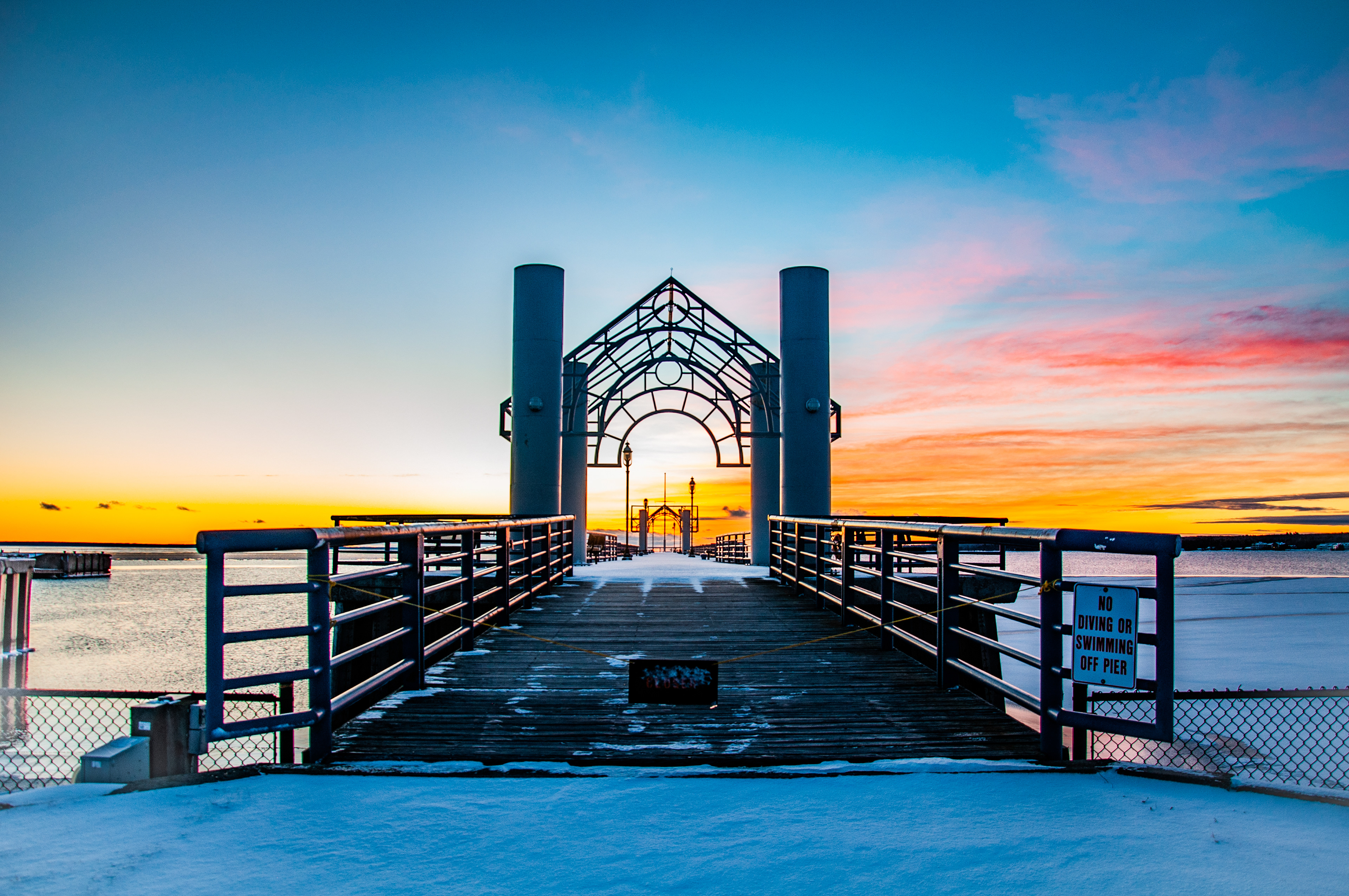 Sunrise at the State Dock, Mackinaw City, MI; January 2021