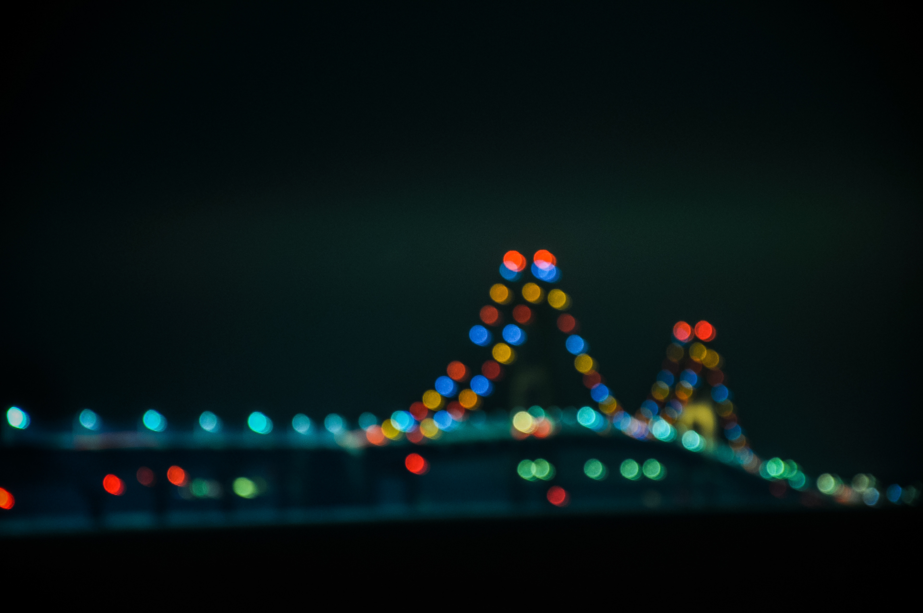 Mackinac Bridge using unfocused lens to create a bokeh effect.
