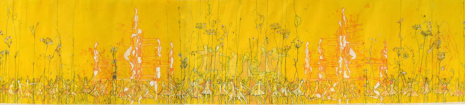 Lentedans Monoprint 220 x 45 cm 2021