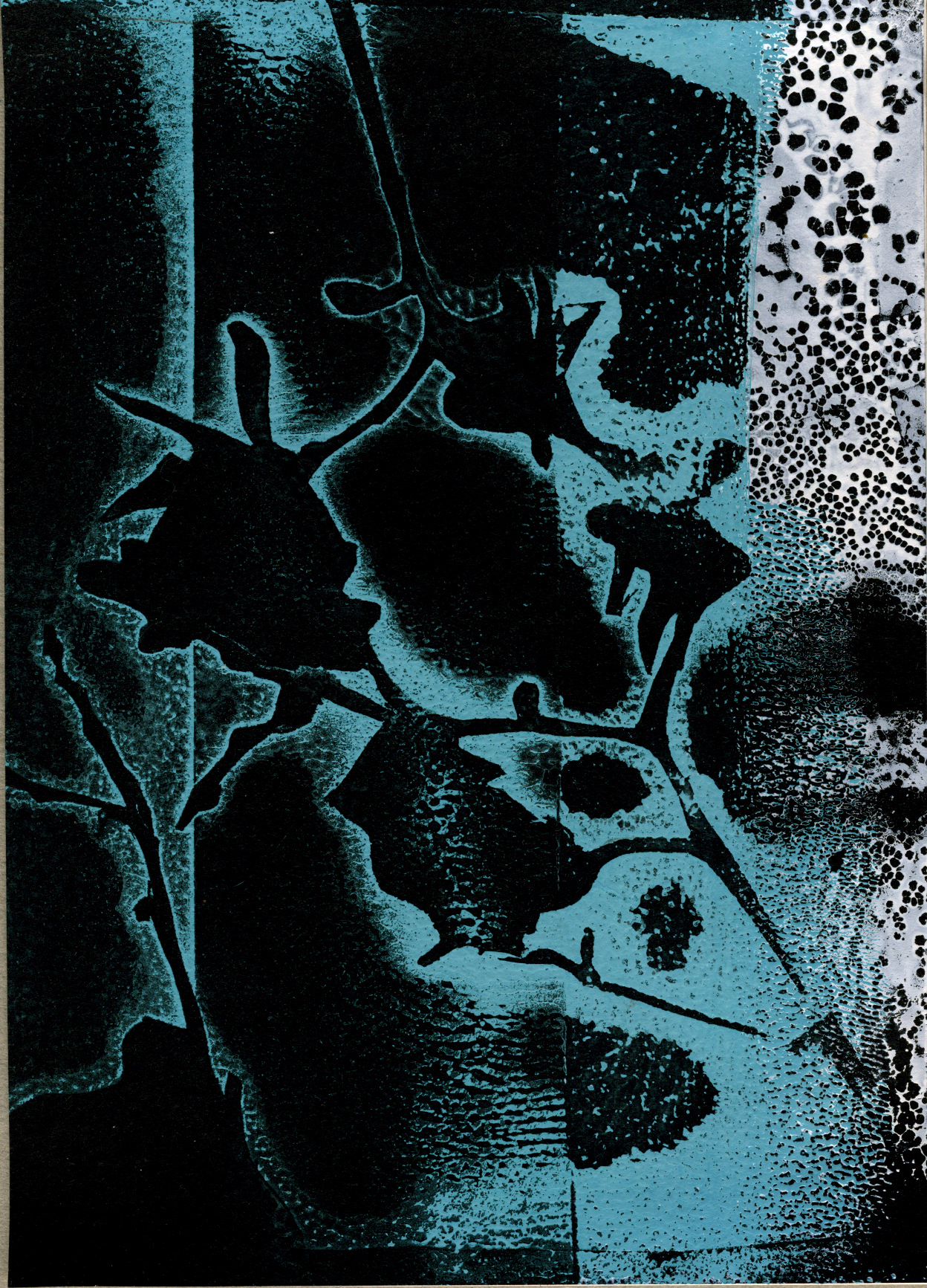 Stermagnolia in de nacht gelli print 10X15 cm 2021