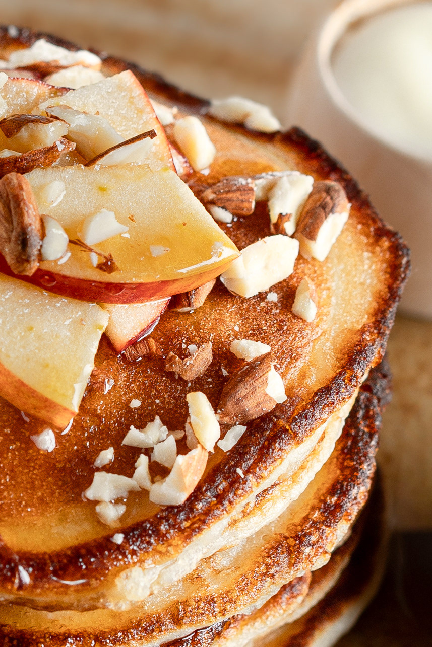 Pancakes with apple and almonds, foo photography
