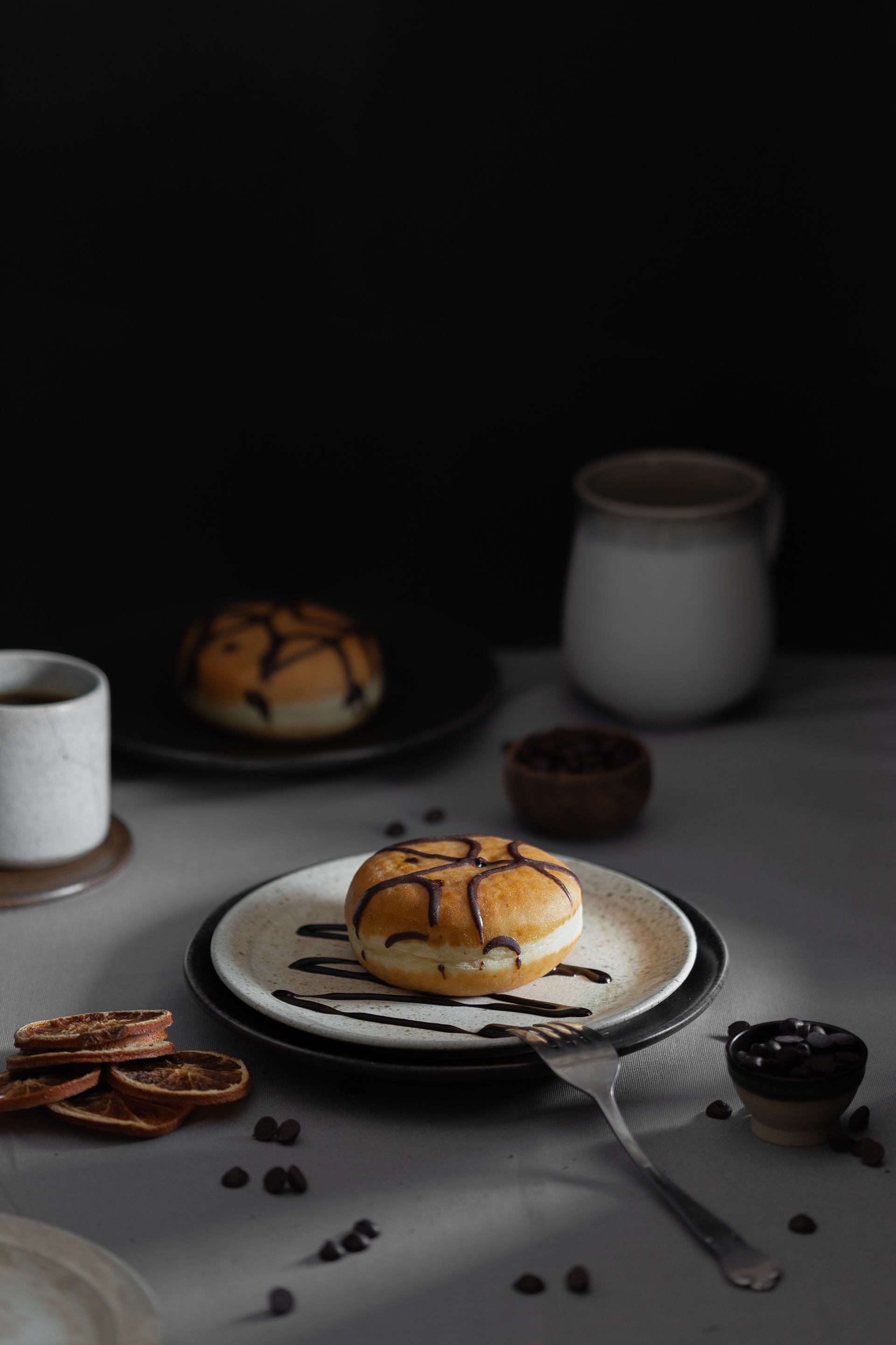Chocolate donuts, food photography, Glasgow