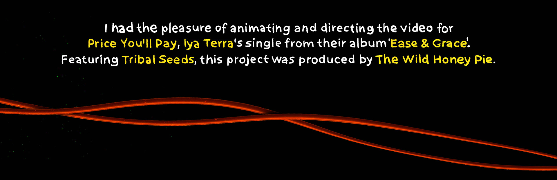 Animated and directed the video for Iya Terra’s song 'Price You'll Pay', featuring Tribal Seeds from the album Ease & Grace. Iya Terra’nın 'Ease & Grace' albümünde Tribal Seeds ile yaptığı düet olan 'Price You'll Pay' şarkısının animasyon klibi hazırladım.