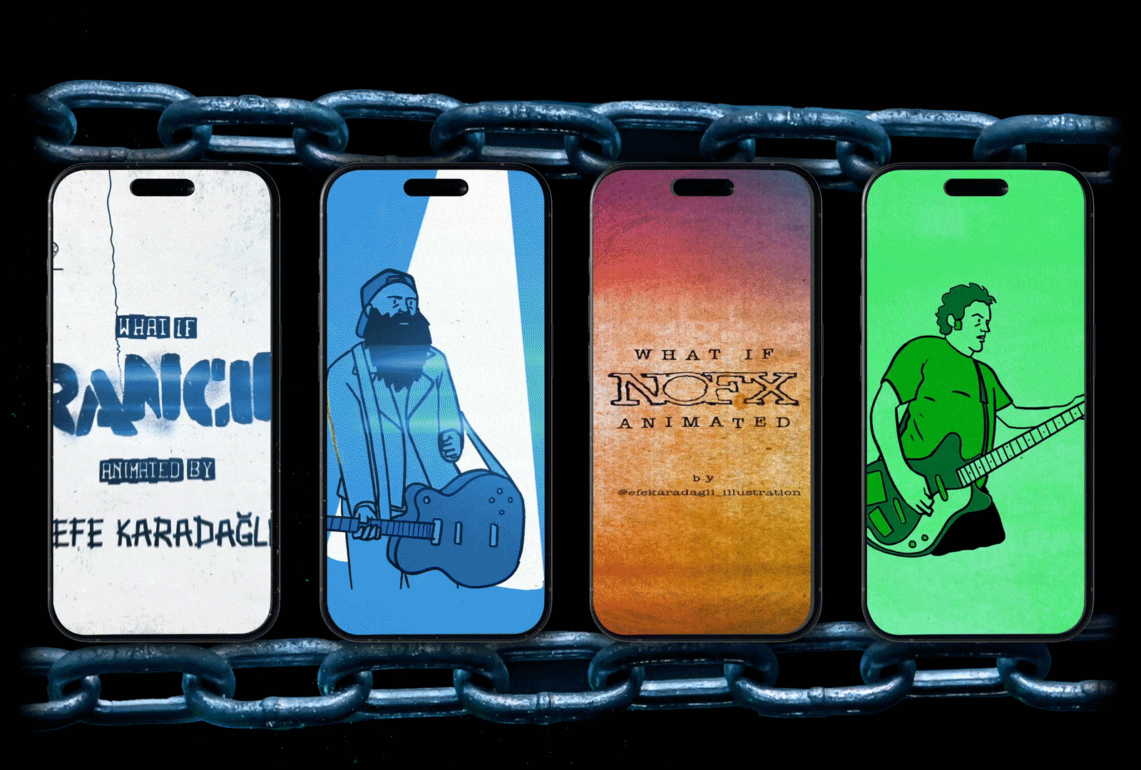 Launched a 'what if' animation series for bands I love. The first two videos feature Rancid and NOFX. More coming soon... Sevdiğim gruplar için 'what if' animasyon serisi başlattım. İlk iki video Rancid ve NOFX için. Daha fazlası yakında...