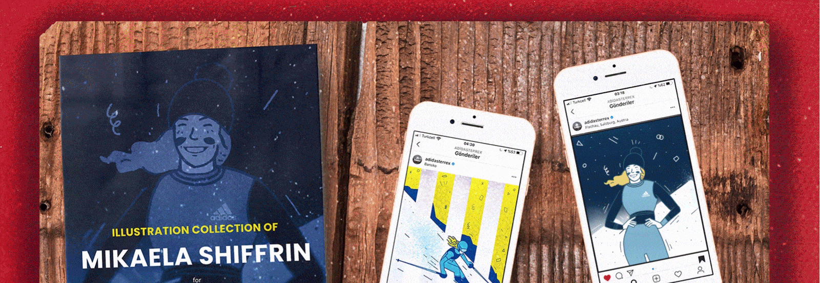 Mikaela Shiffrin is an American two-time Olympic gold medalist and World Cup alpine skier sponsored by Adidas Terrex. Efe Karadağlı prepared many illustrations of her for social media accounts of Adidas Terrax and Adidas Women. Creative Director Cenk Ersumer. Mikaela Shiffrin, Adidas Terrex tarafından sponsorlanan, iki kez Olimpiyat altın madalyası kazanan ve Dünya Kupası alp disiplini kayakçısıdır. Efe Karadağlı, Adidas Terrex ve Adidas Women sosyal medya hesapları için birçok illüstrasyon hazırladı. Kreatif Direktör Cenk Ersumer.