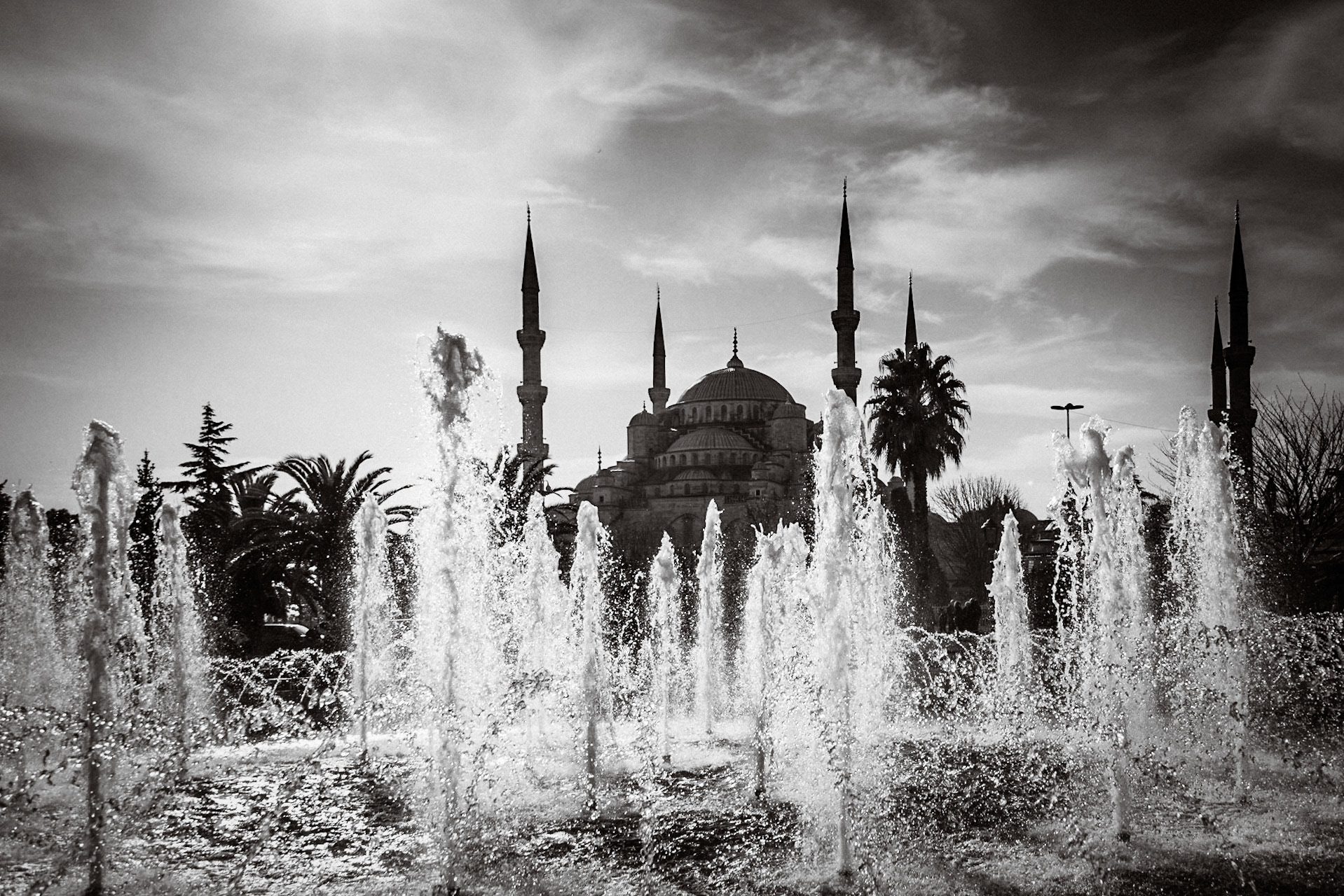 The famous blue mosque against a sunny sky,
