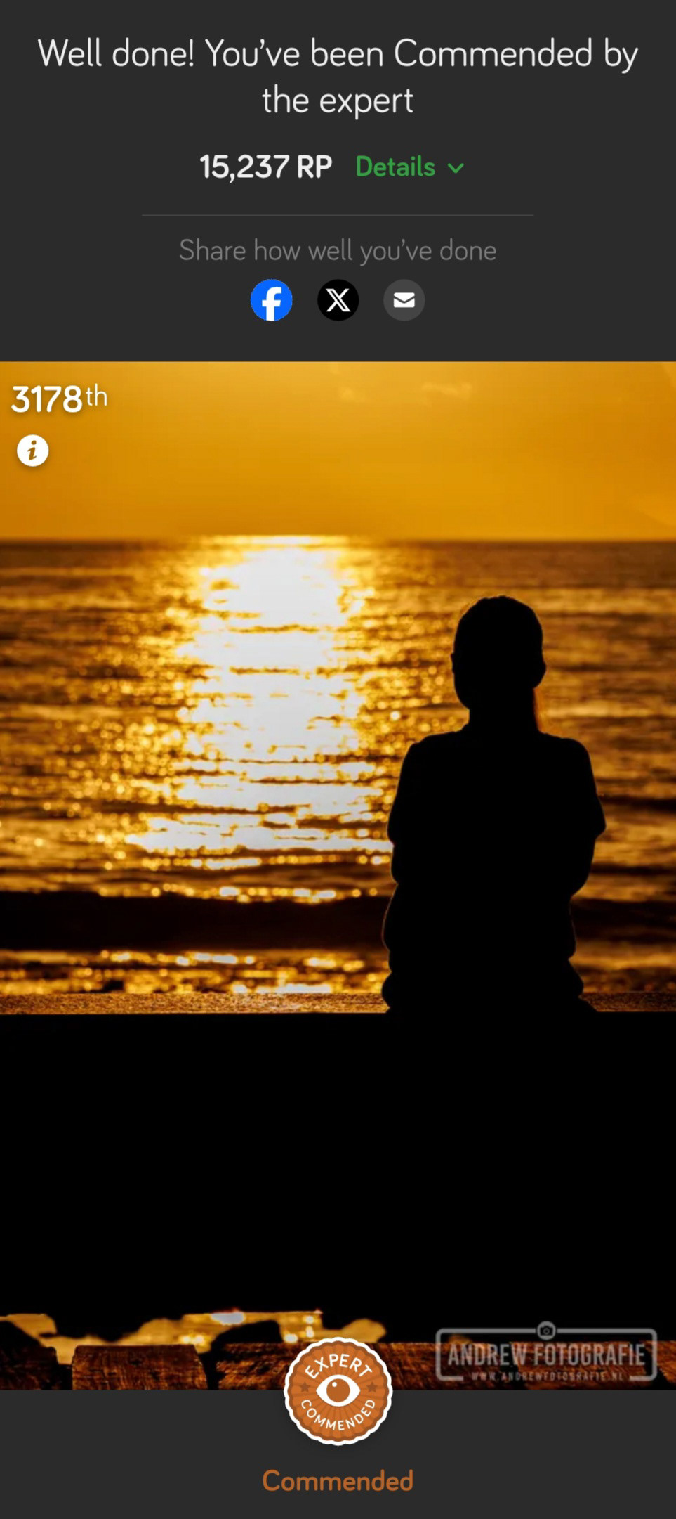 Uitslag Commended award reflectie op zee Photocrowd