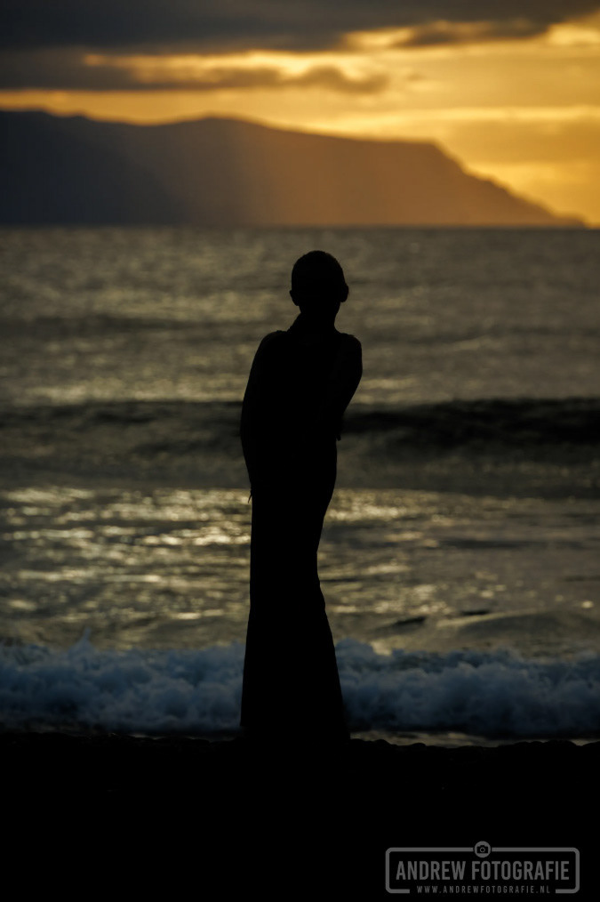 Strand silhouet zonsondergang Playa de las Americas