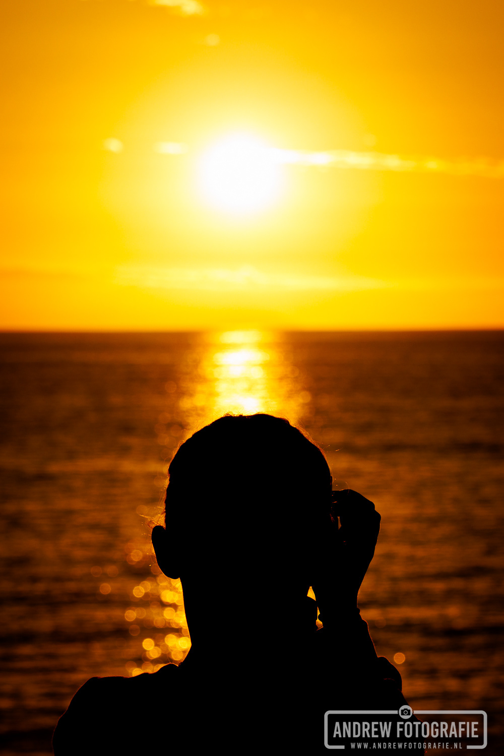 Profiel silhouet foto zonsondergang Playa de las Americas Tenerife
