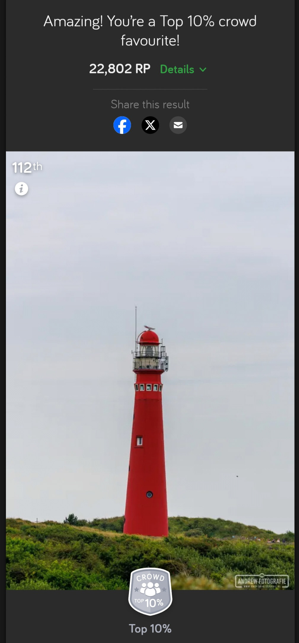 Photocrowd Top 10% Crowd Favourite award uitslag – Vuurtoren Schiermonnikoog