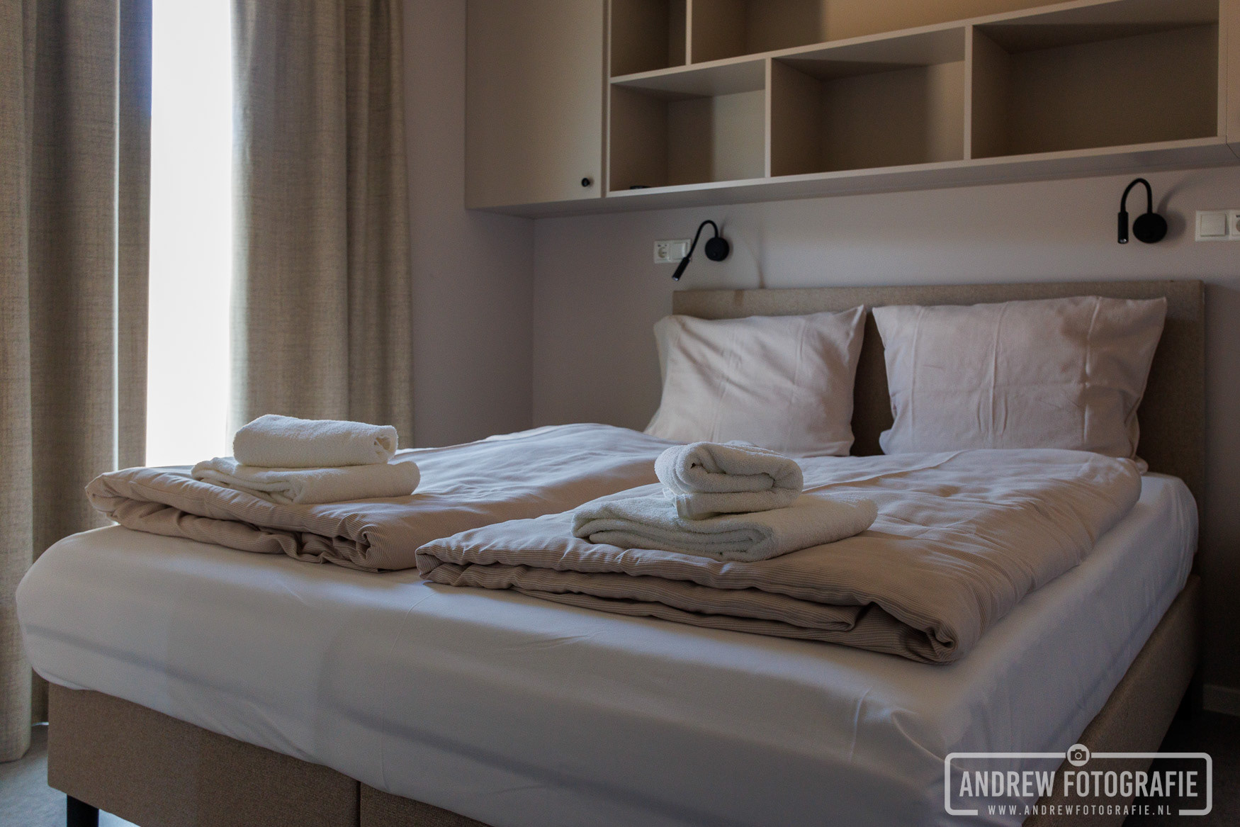Sfeervolle slaapkamer in de 6-persoons Harz Eco Lodge