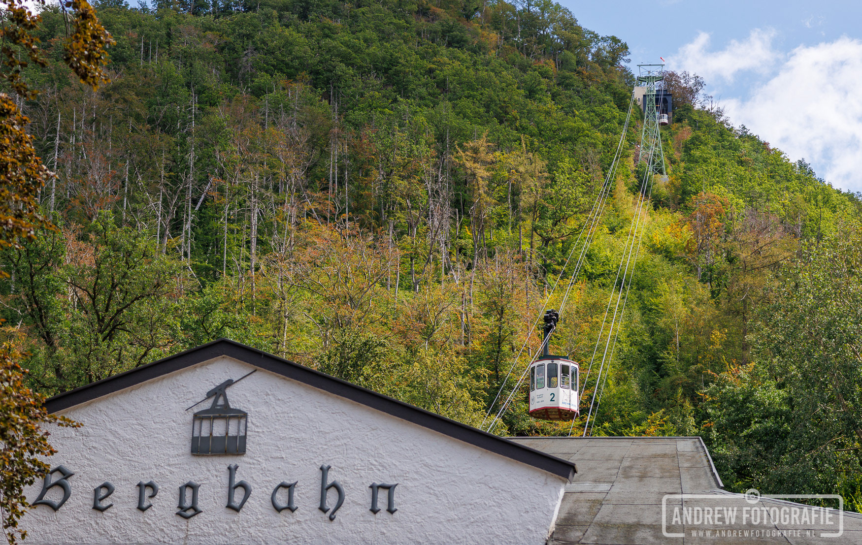 Dalstation van de historische Burgberg-Seilbahn in Bad Harzburg.