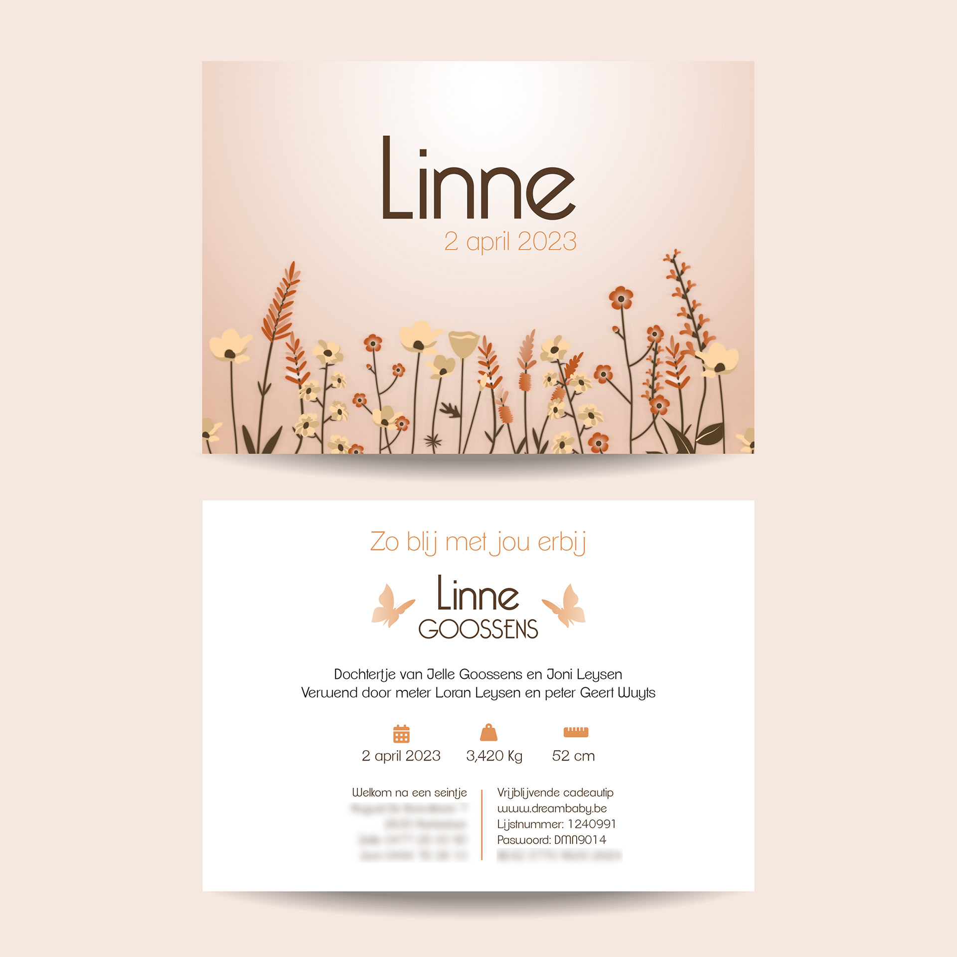 Geboortekaart Linne (Multiloft)