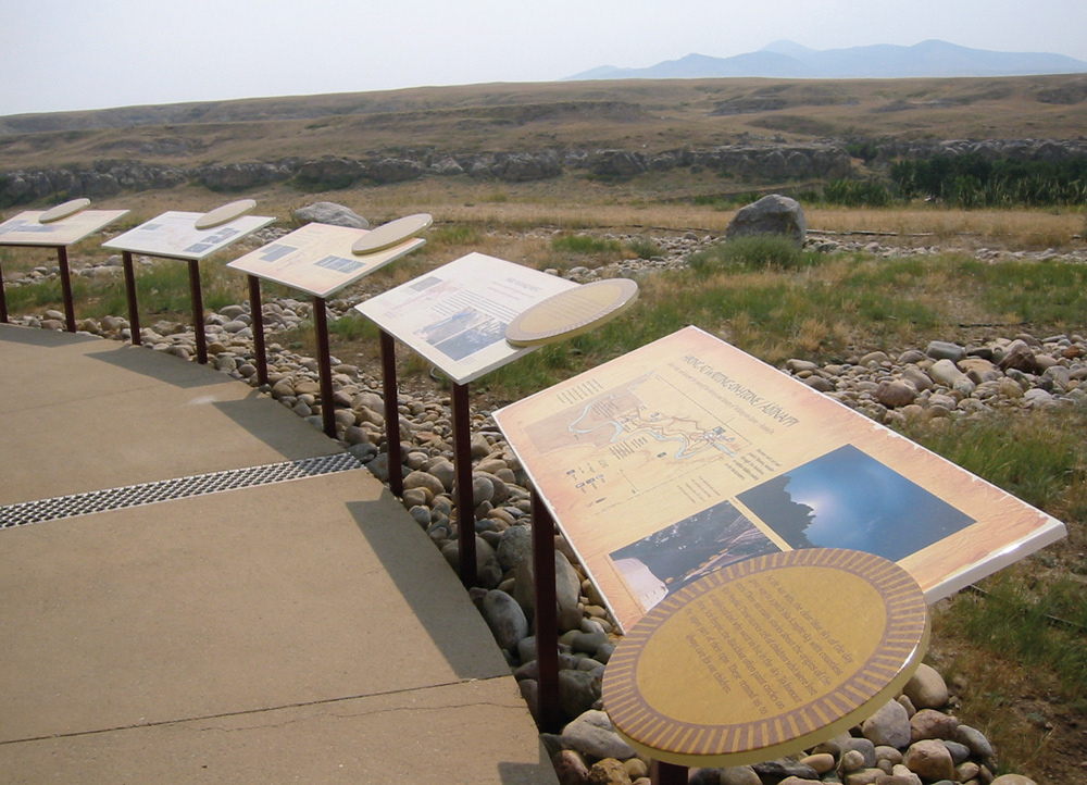 Outdoor signage interprets the surrounding landscape