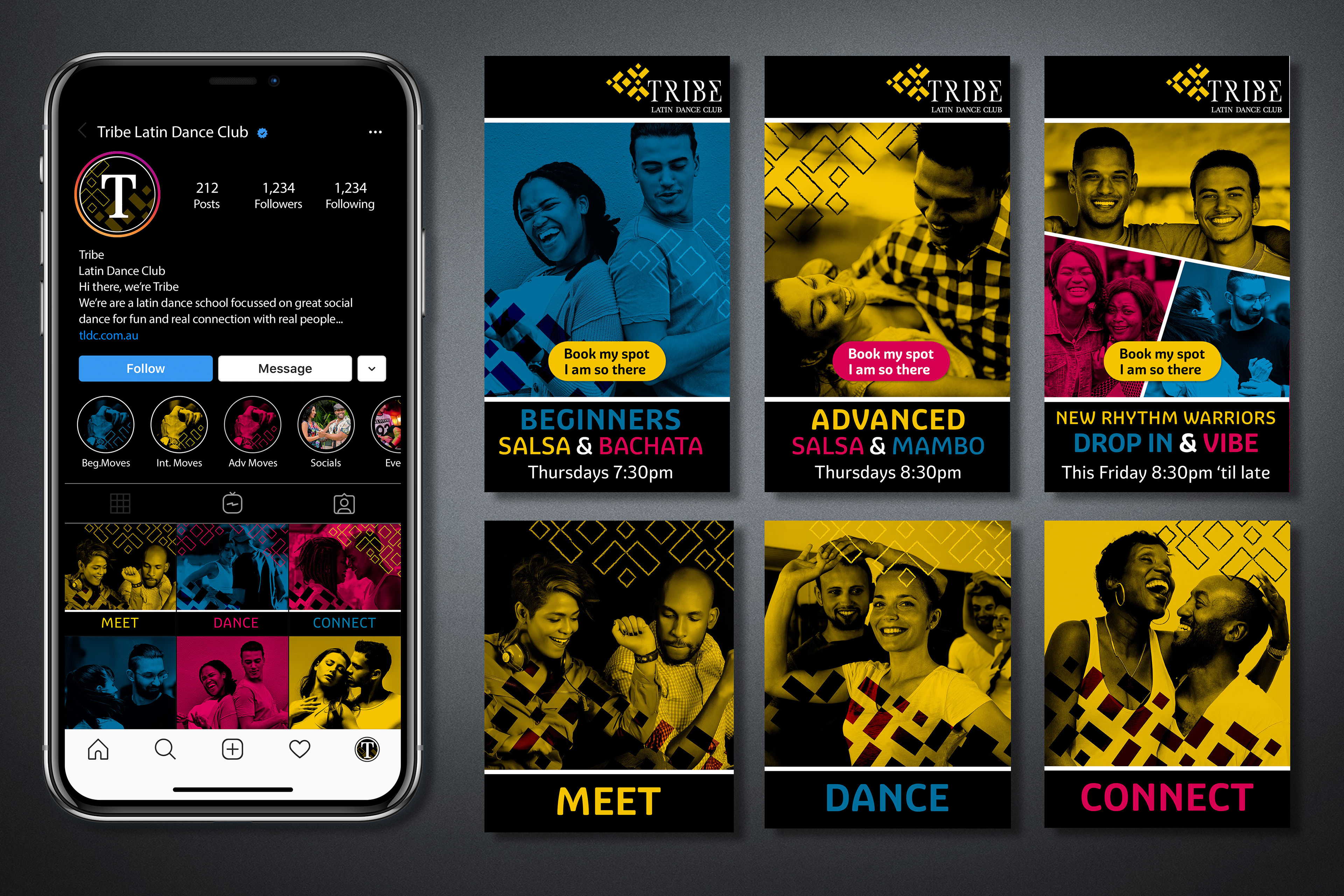 mobile mock up or instagram profile page and posts