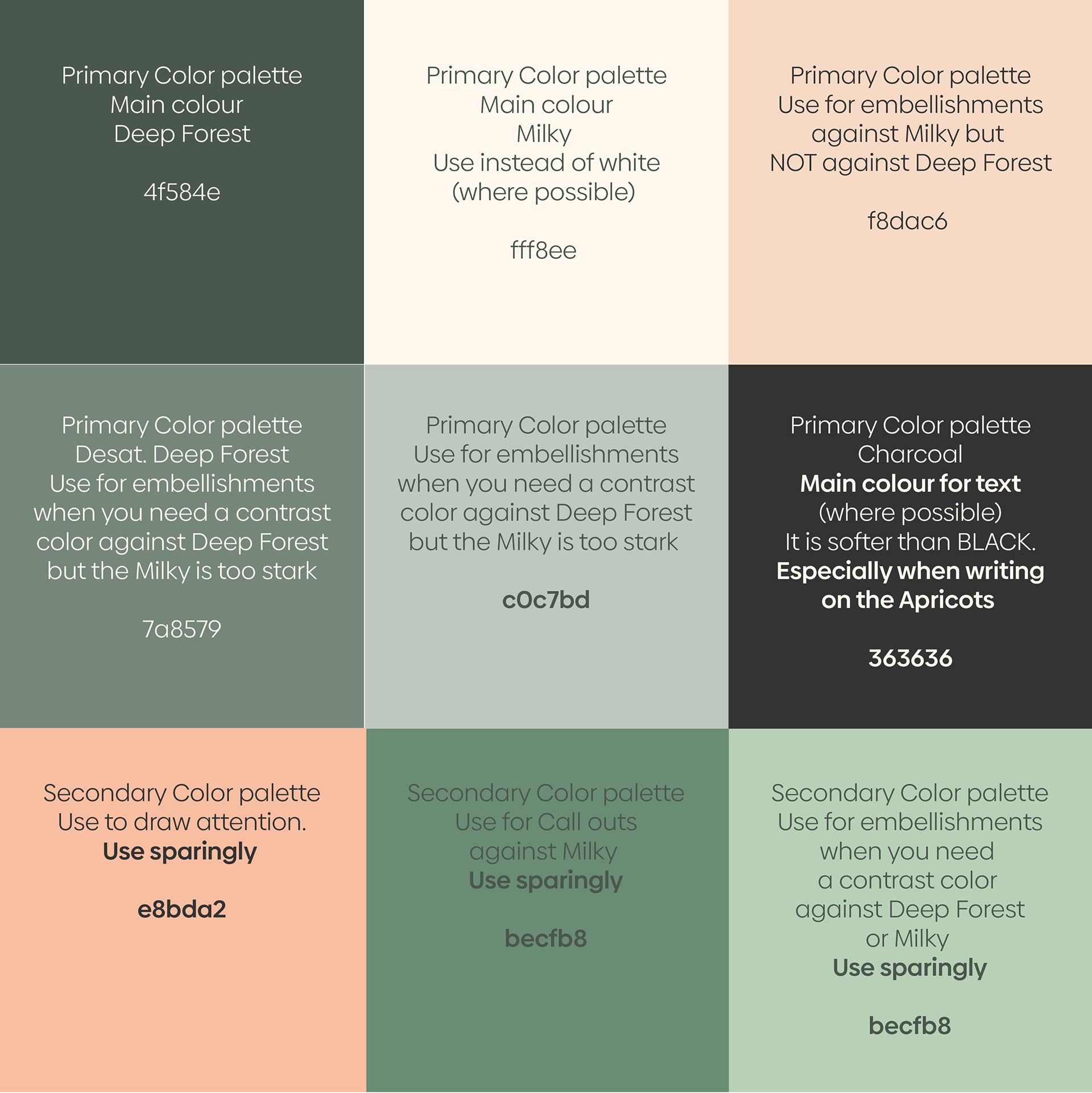 Brand Guide - Colour Palettes - Primary and Secondary