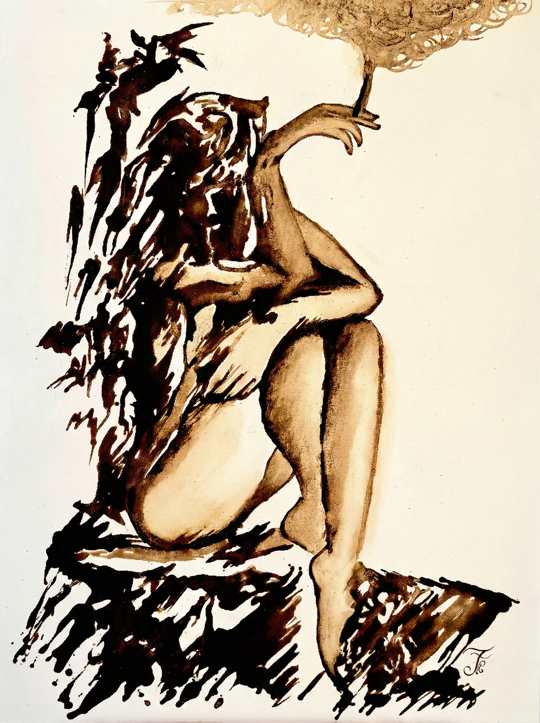 Freedom VI: Homesick, 2025   Coffee on canvas  40 x 30 in