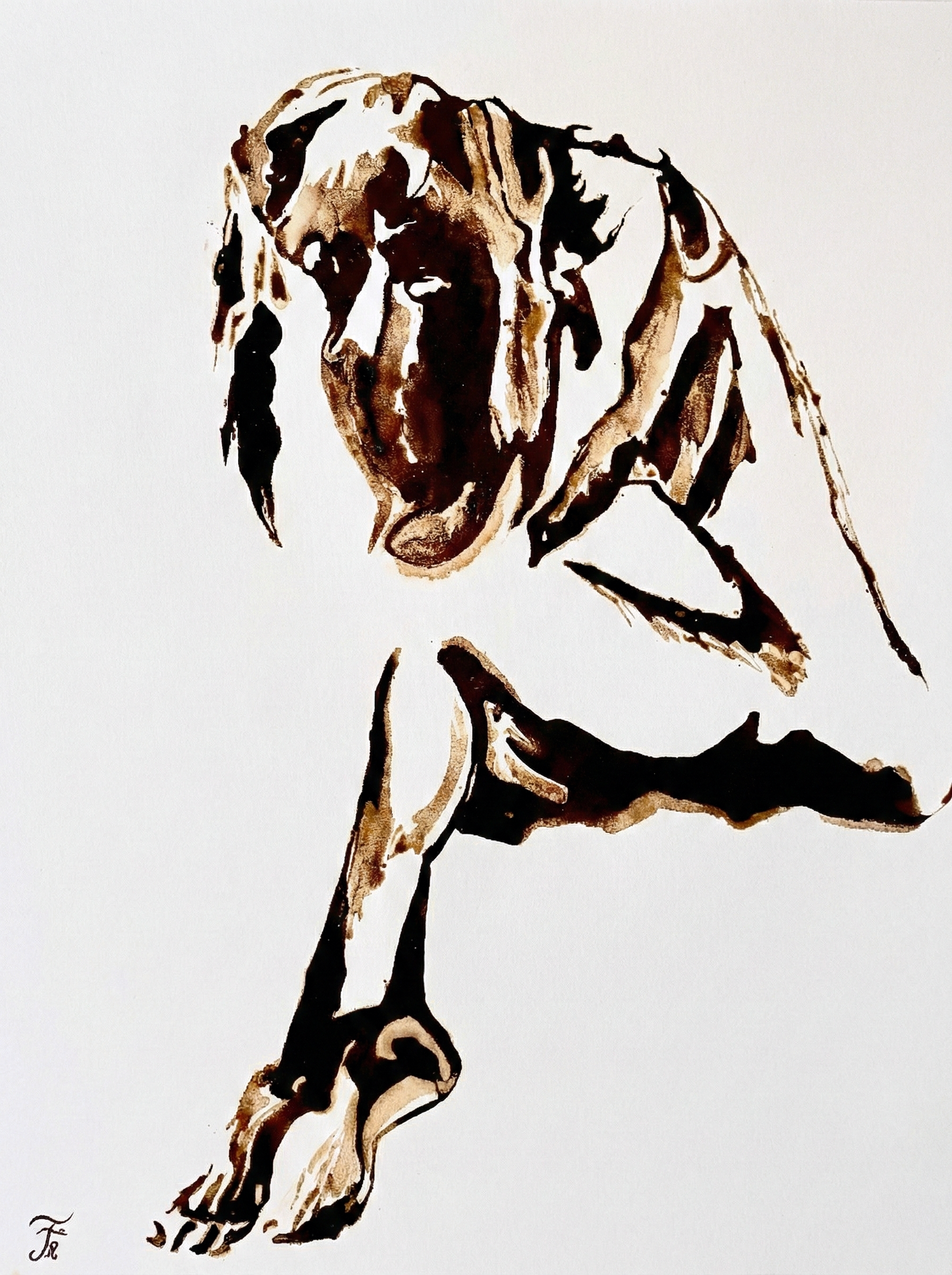 Freedom I: Enigma, 2025  Coffee on canvas   40 x 30 in