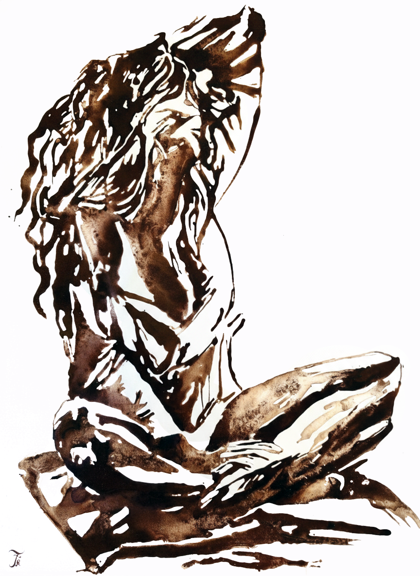 Freedom V: Submerged, 2025  Coffee on canvas 