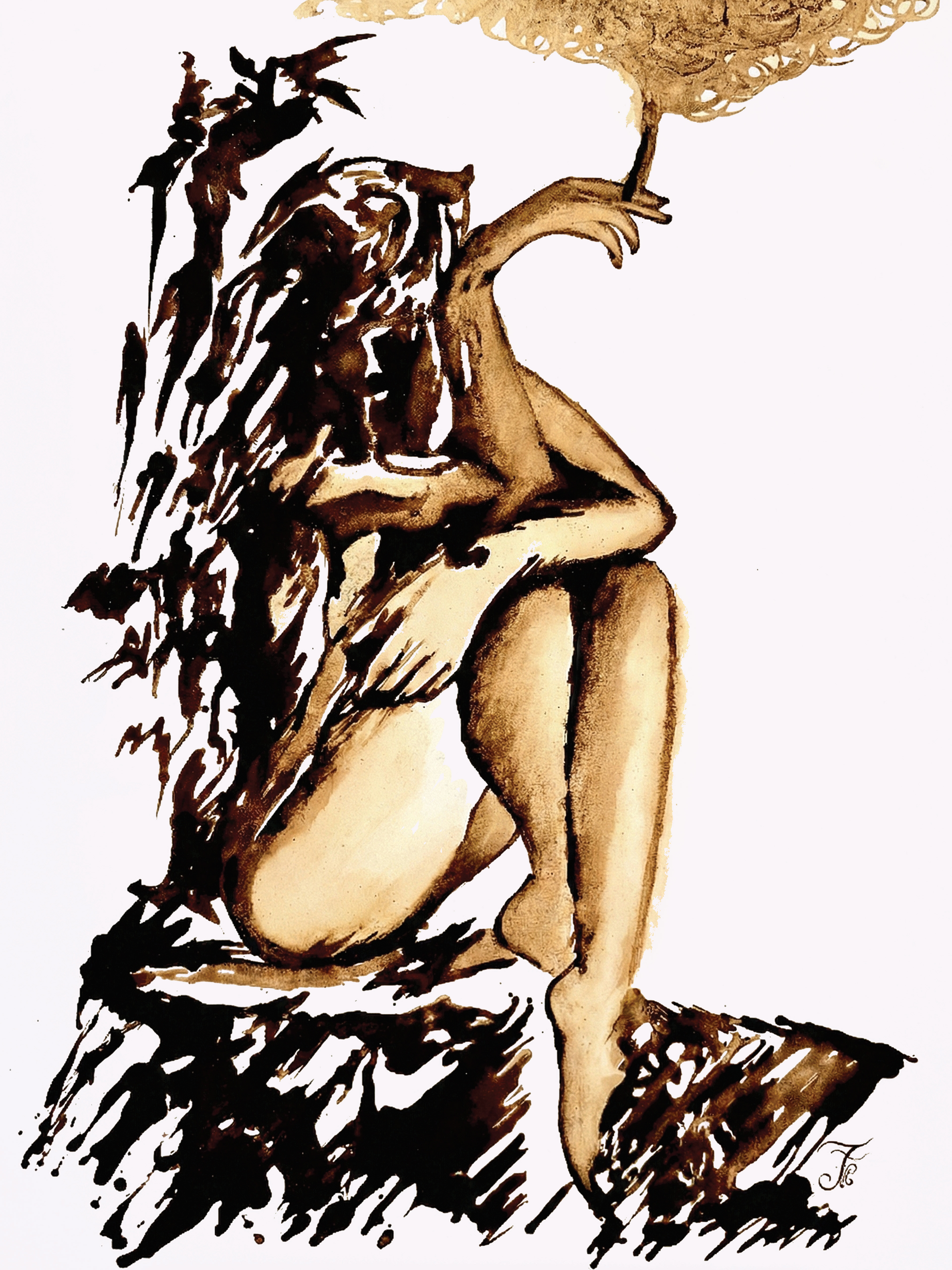 Freedom VI: Homesick, 2025   Coffee on canvas  40 x 30 in