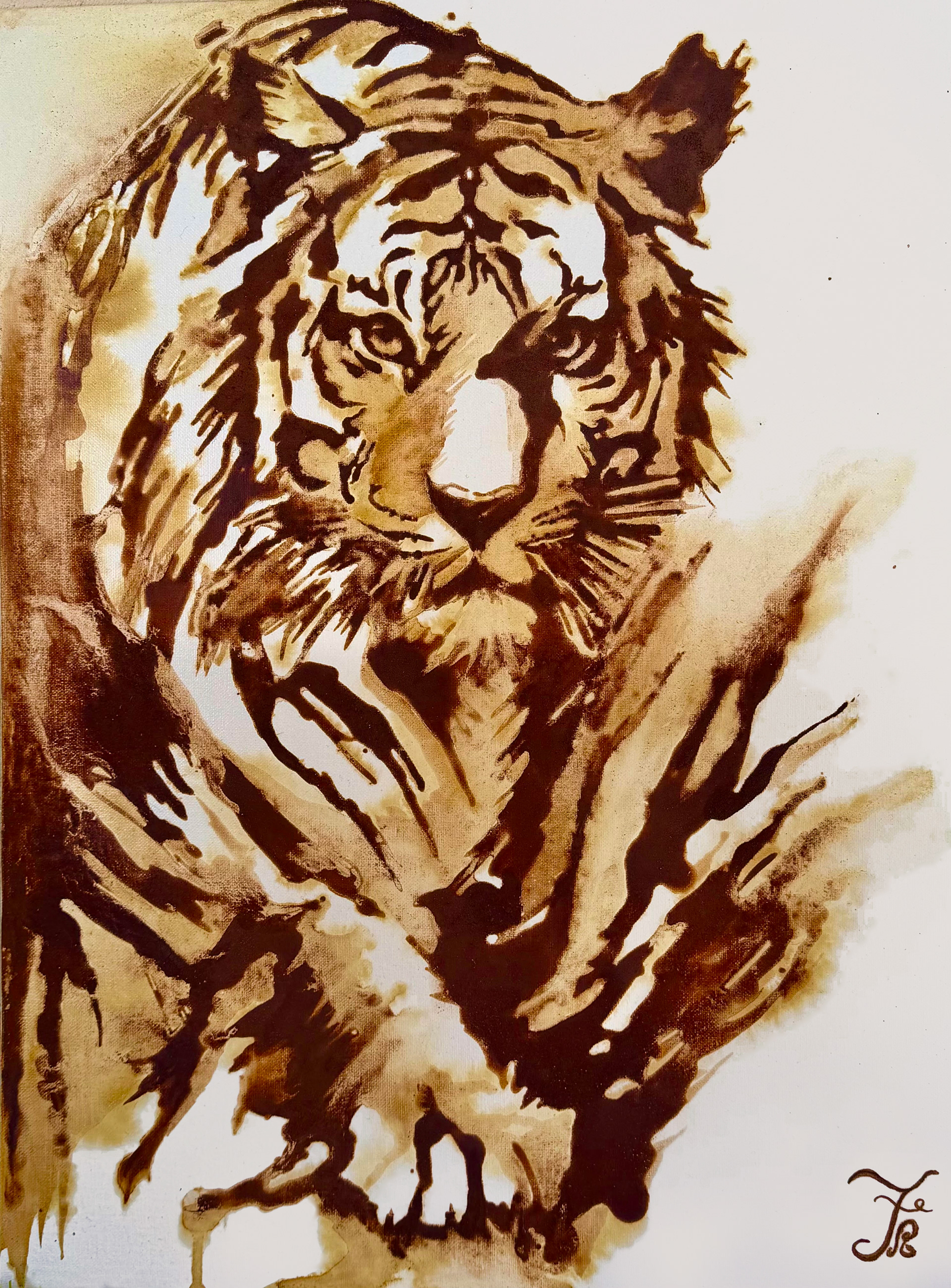 Huntingly Beautiful, 2026  Coffee on canvas  18 x 24 in