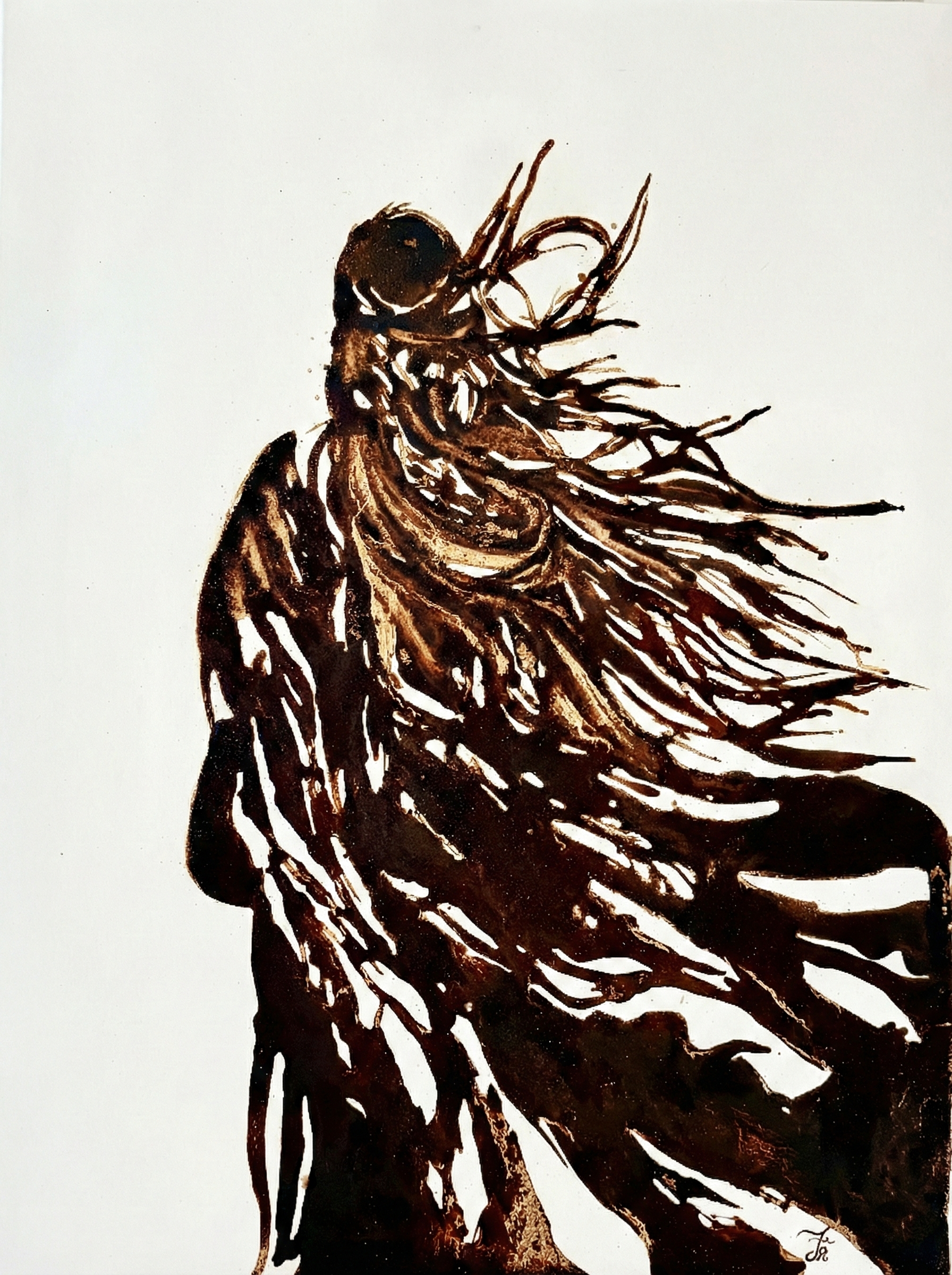 Freedom IV: Odyssey, 2025   Coffee on canvas  40 x 30 in