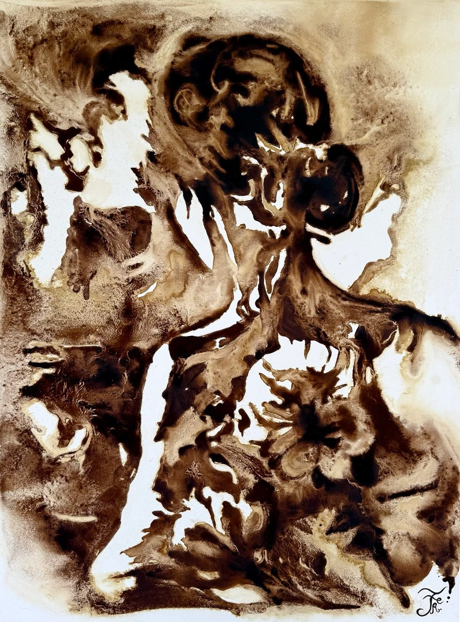 Freedom IX: Beyond Their Reach | 2026 | Coffee on canvas | 40 x 30 in