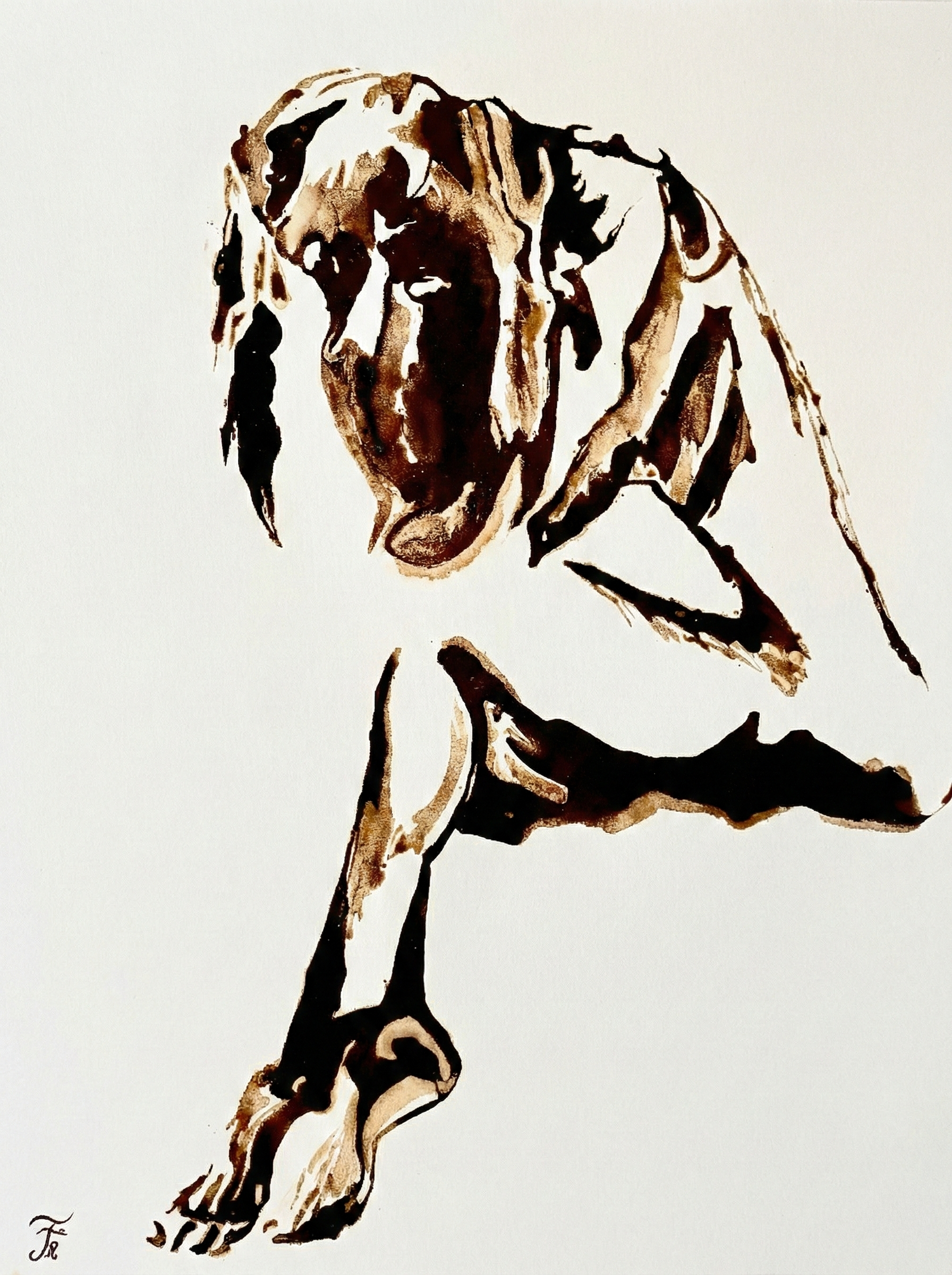 Freedom I: Enigma, 2025  Coffee on canvas   40 x 30 in