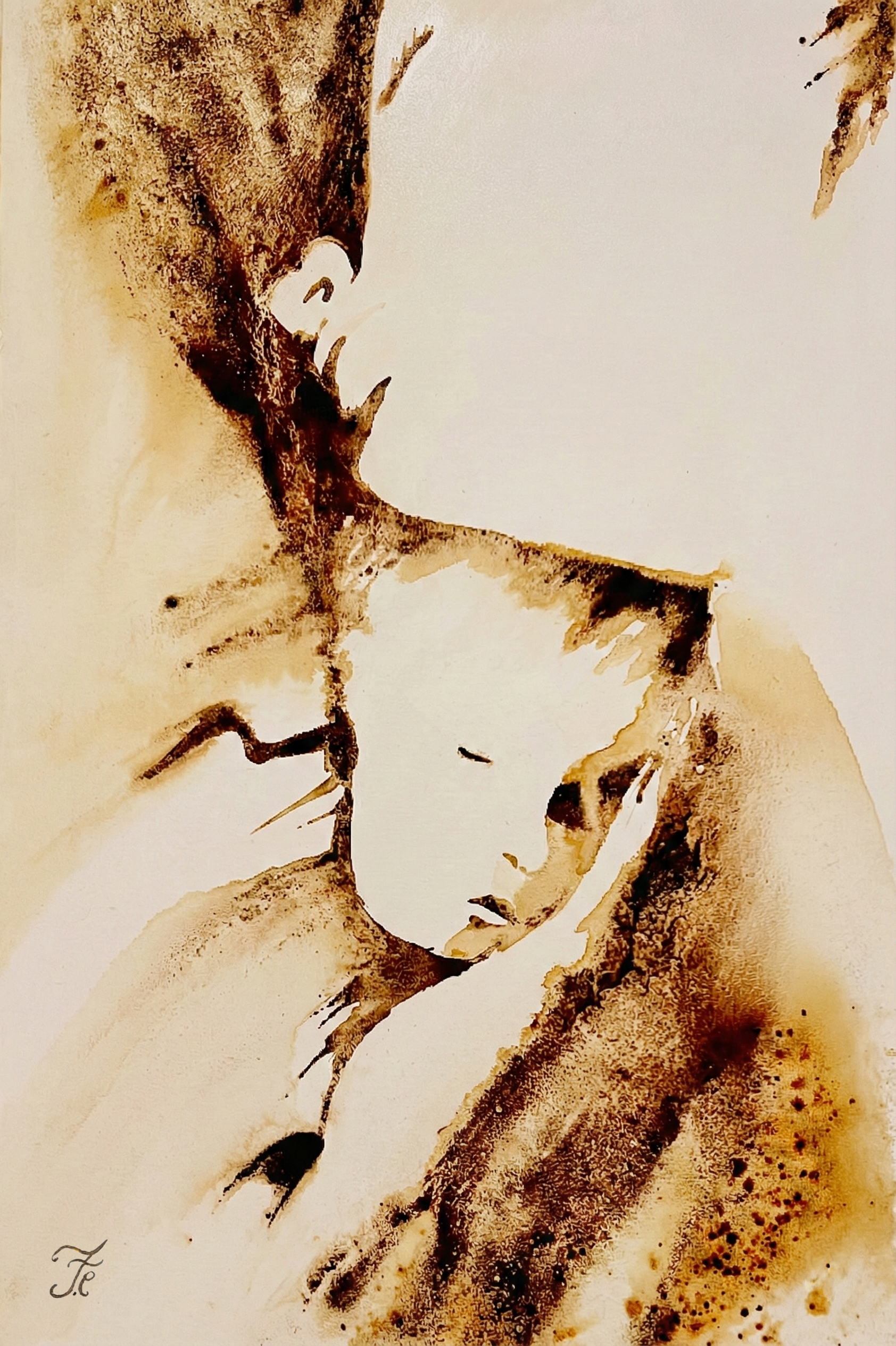 Home, 2024    Coffee on canvas   50 x 30 in