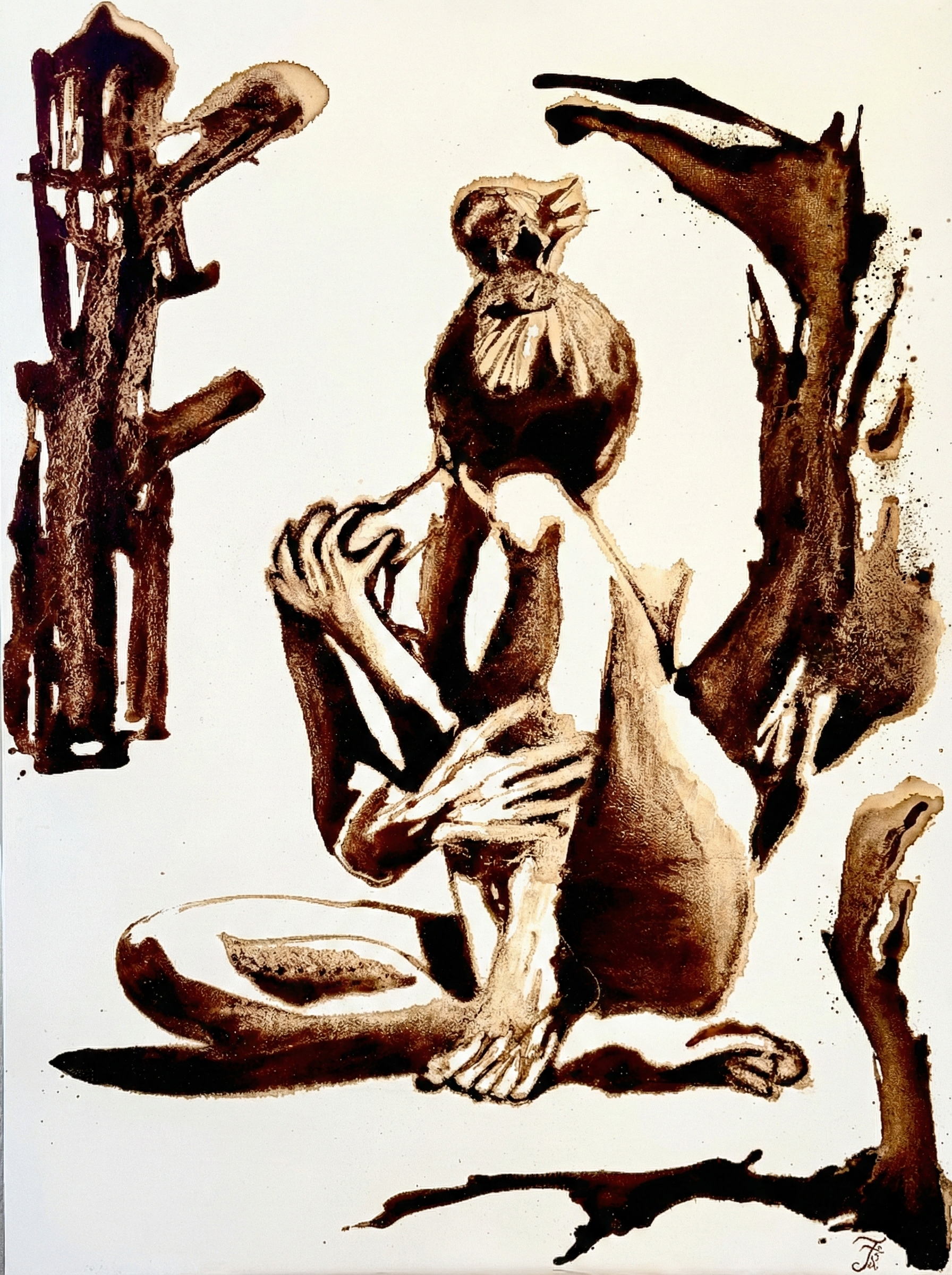 Freedom II: The Hollow, 2024   Coffee on canvas   40 x 30 in