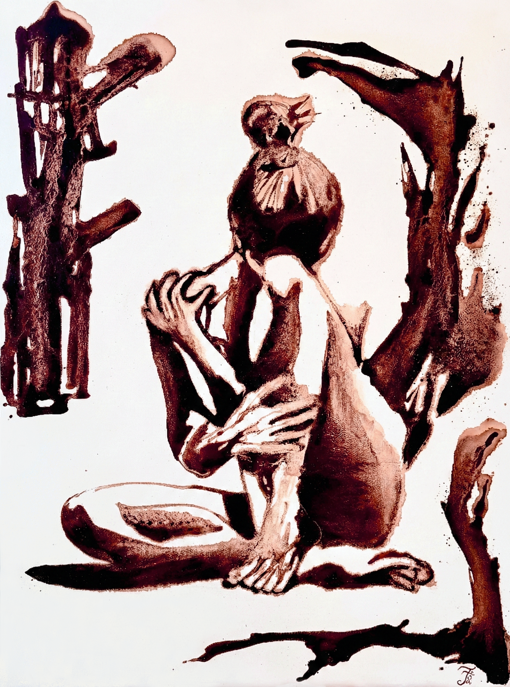 Freedom II: The Hollow, 2024   Coffee on canvas   40 x 30 in