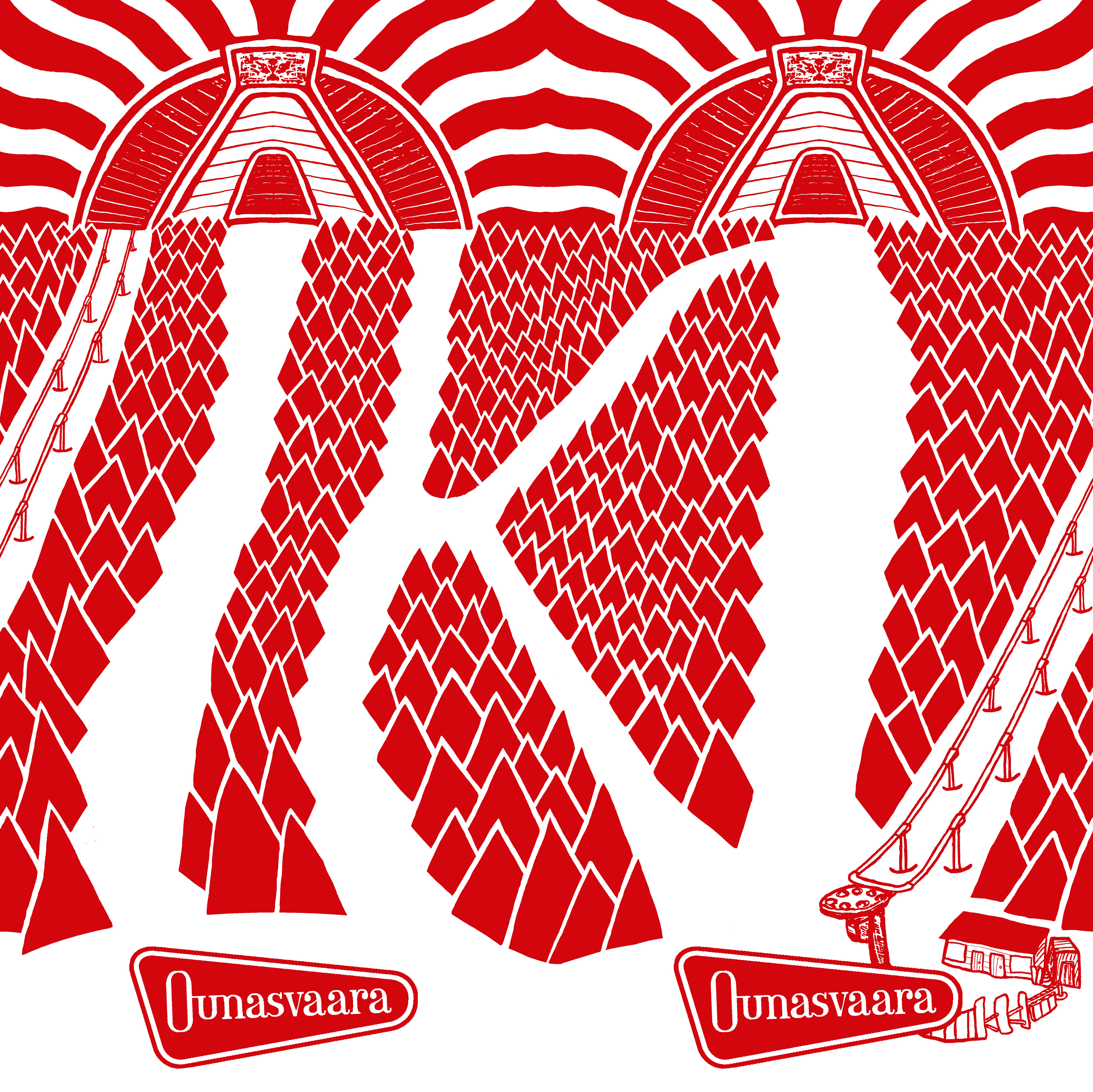 Ounasvaara ski center scarf graphic - Red