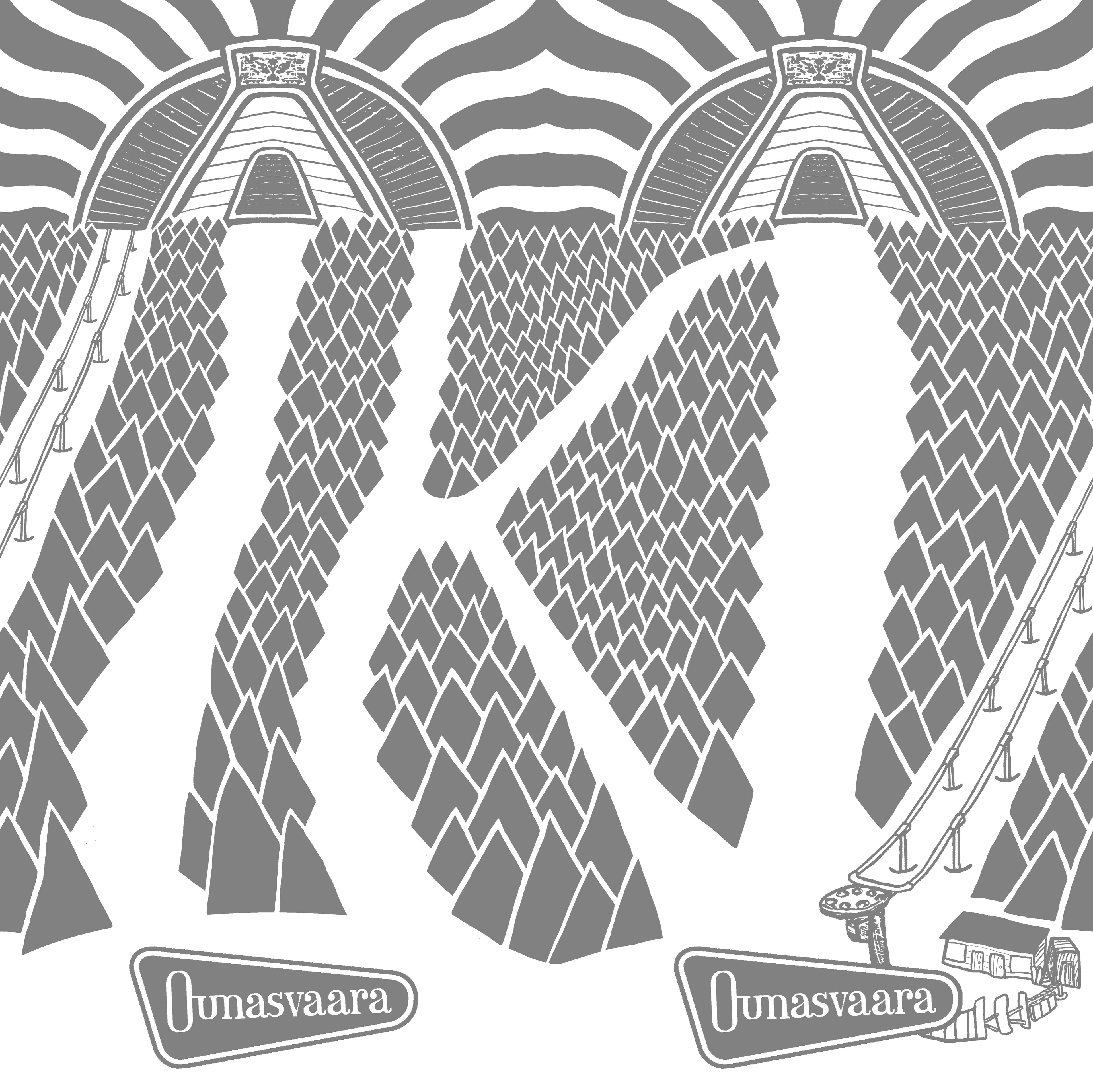 Ounasvaara ski center scarf graphic - Grey