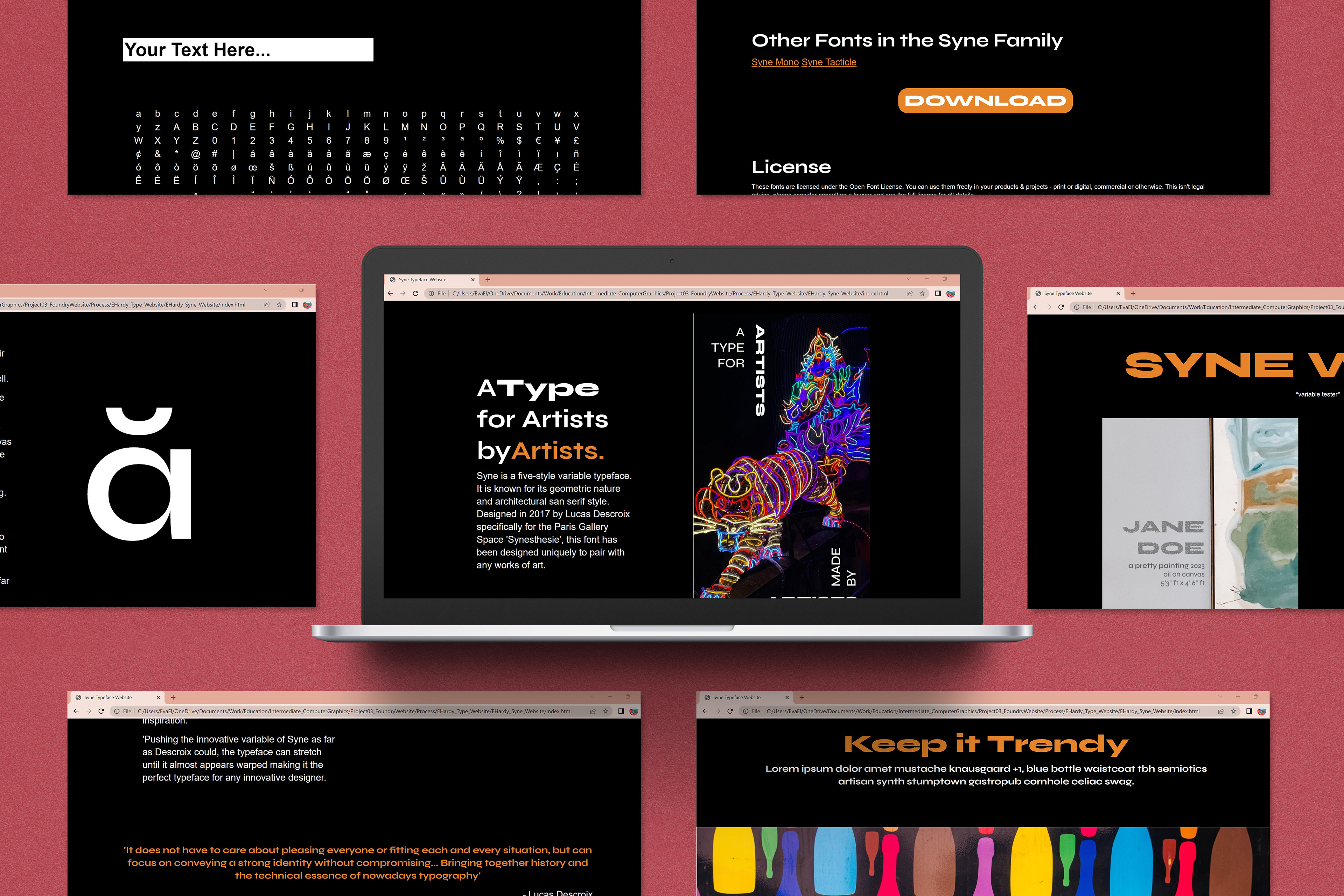 Multiple Screen Laptop Mockup of Syne Webpages