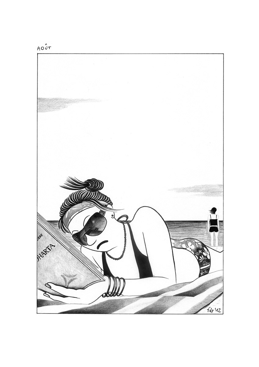 AOÛT, ink fineliners and pencils on paper, 21 x 29,7 cm, 2012