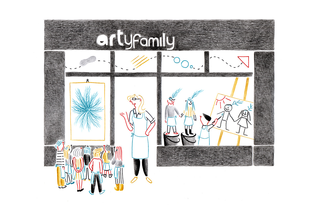 ARTY FAMILY, pencils and fineliners on paper, 29,7 x 21 cm, 2014